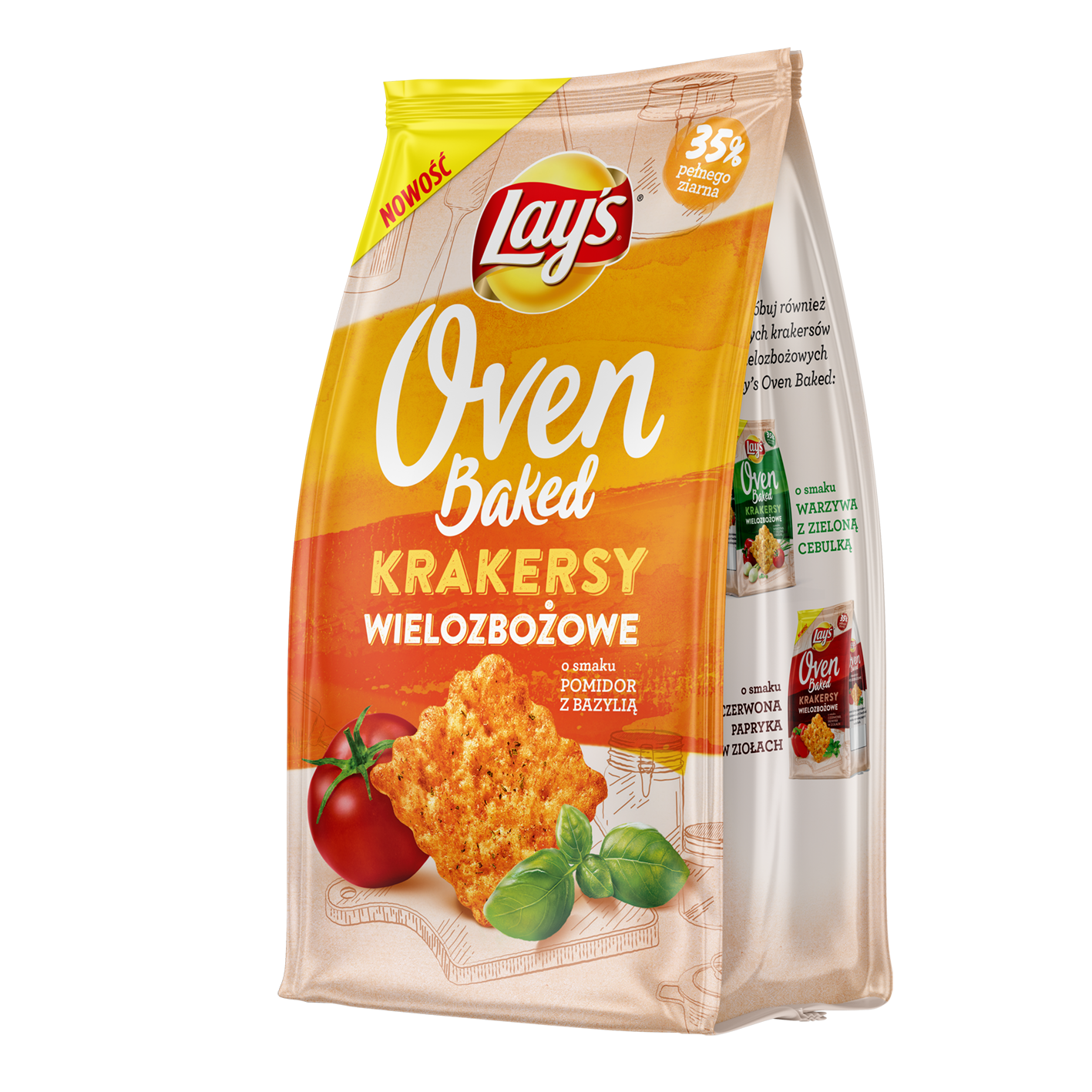Lay’S Oven Baked Krakersy Wielozbożowe Pomidor Z Bazylią 80G