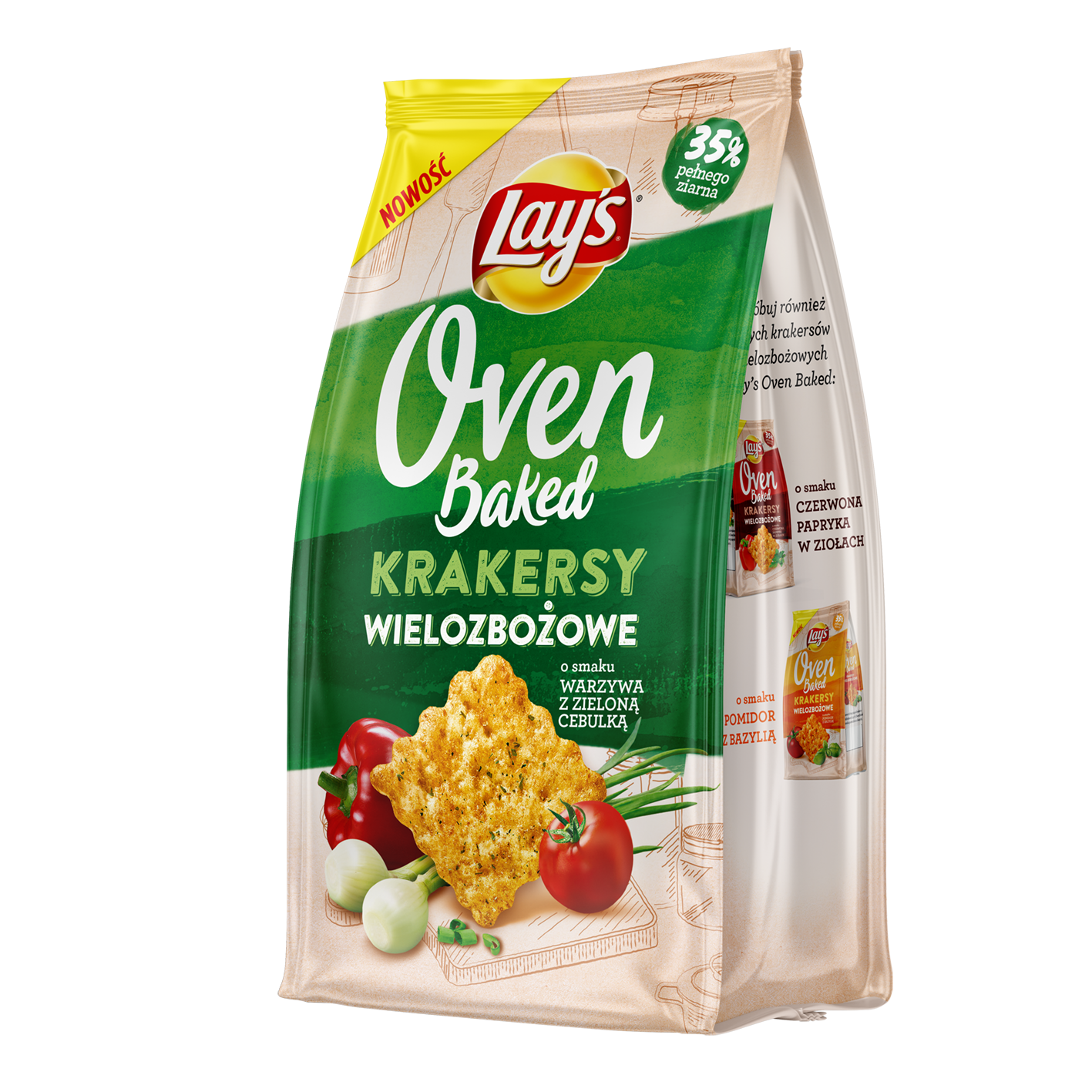 Lay’S Oven Baked Krakersy Wielozbożowe Warzywa Z Zieloną Cebulką 80G