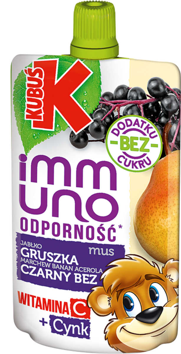 Kubuś Immuno Odporność Mus Gruszka Czarny Bez 100 G