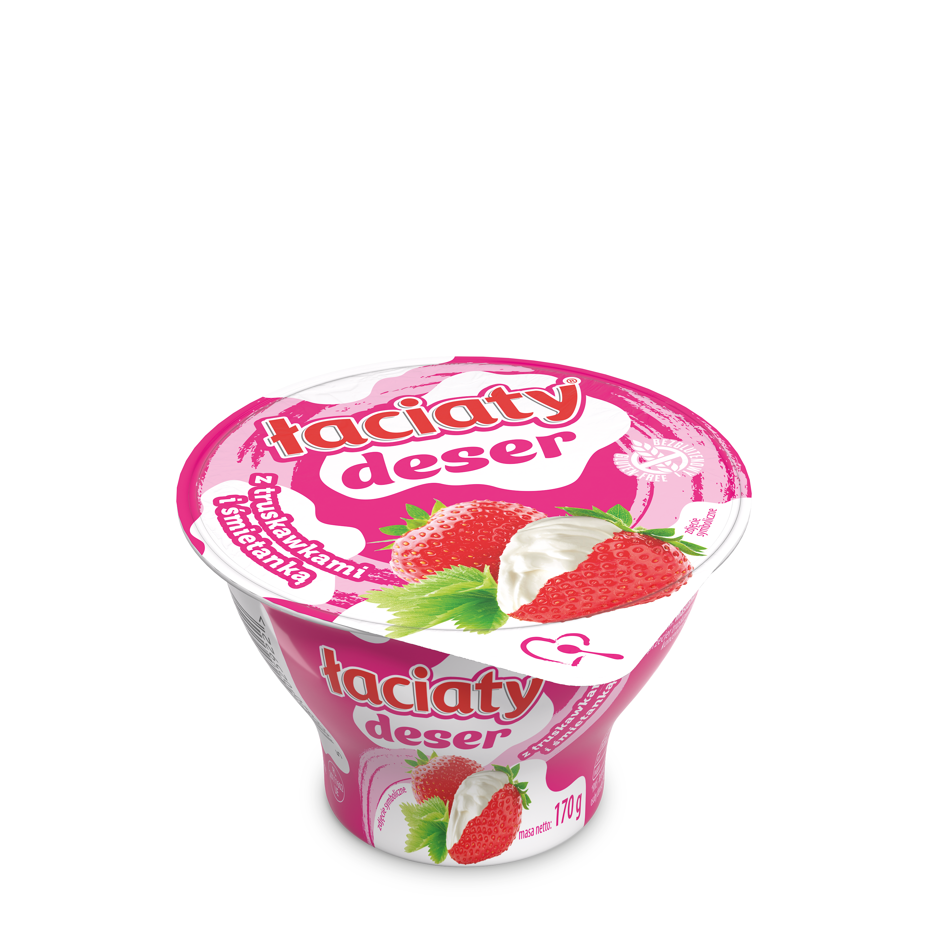 Deser Na Bazie Maślanki O Smaku Truskawki Ze Śmietanką Łaciaty 170G