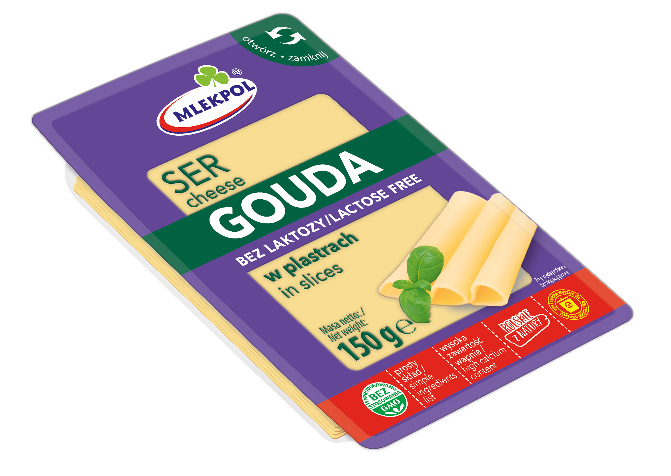 Ser Gouda Bez Laktozy Plastry 150G Mlekpol