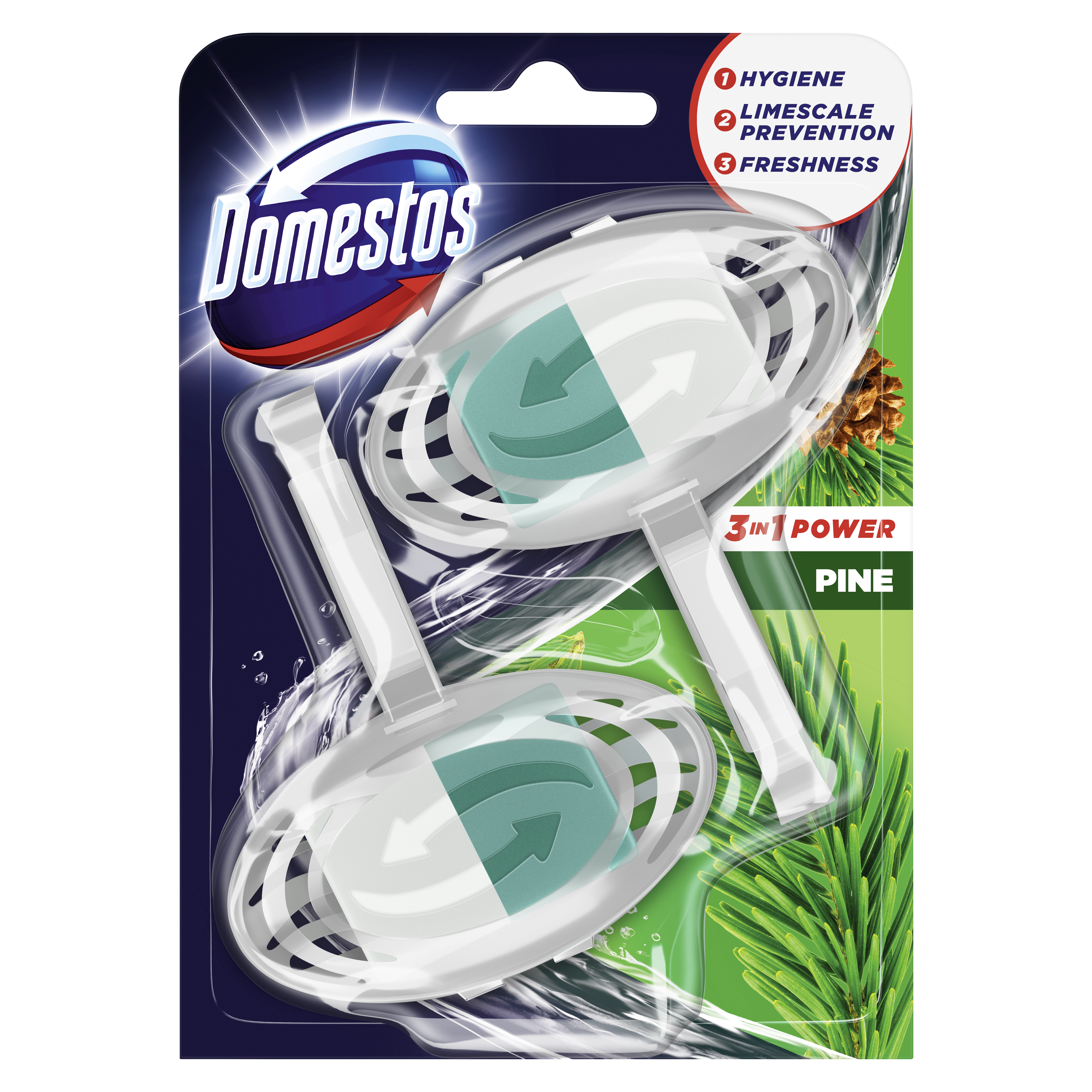 Domestos Kostka Toaletowa 3W1 Duo Pine 2 X 35G