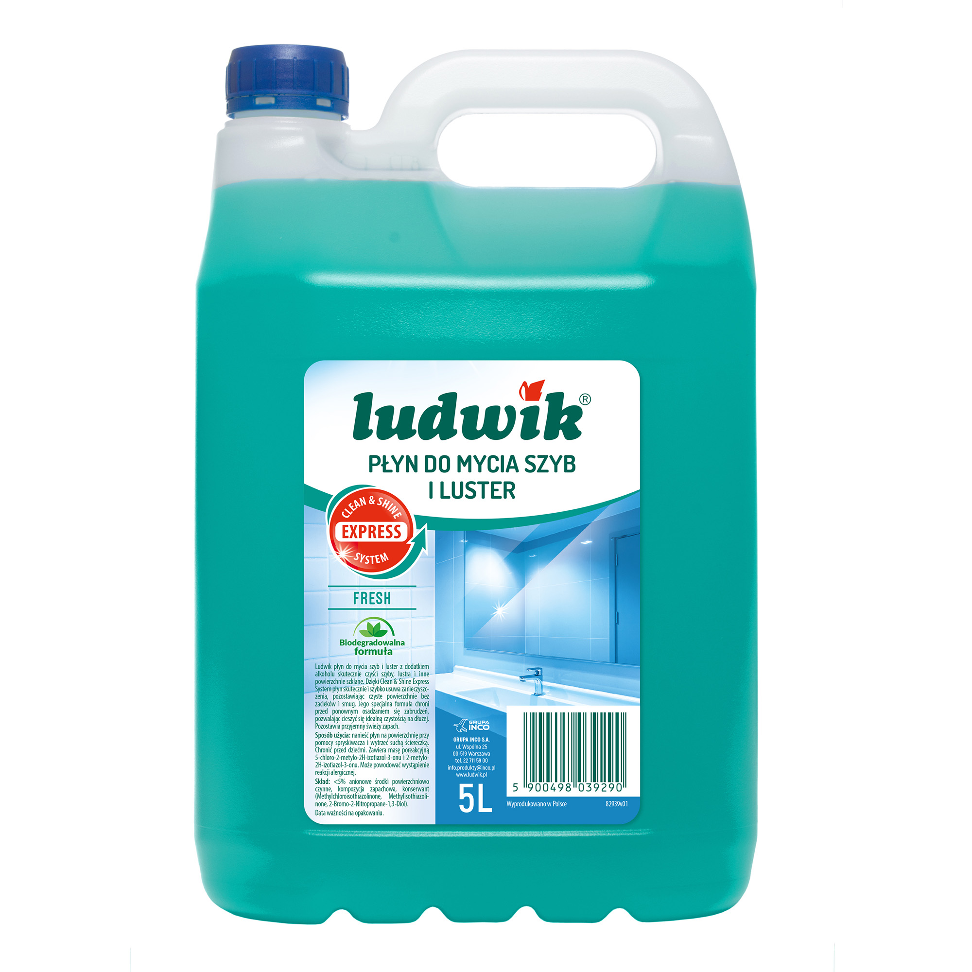 Ludwik Płyn Do Mycia Szyb I Luster 5L