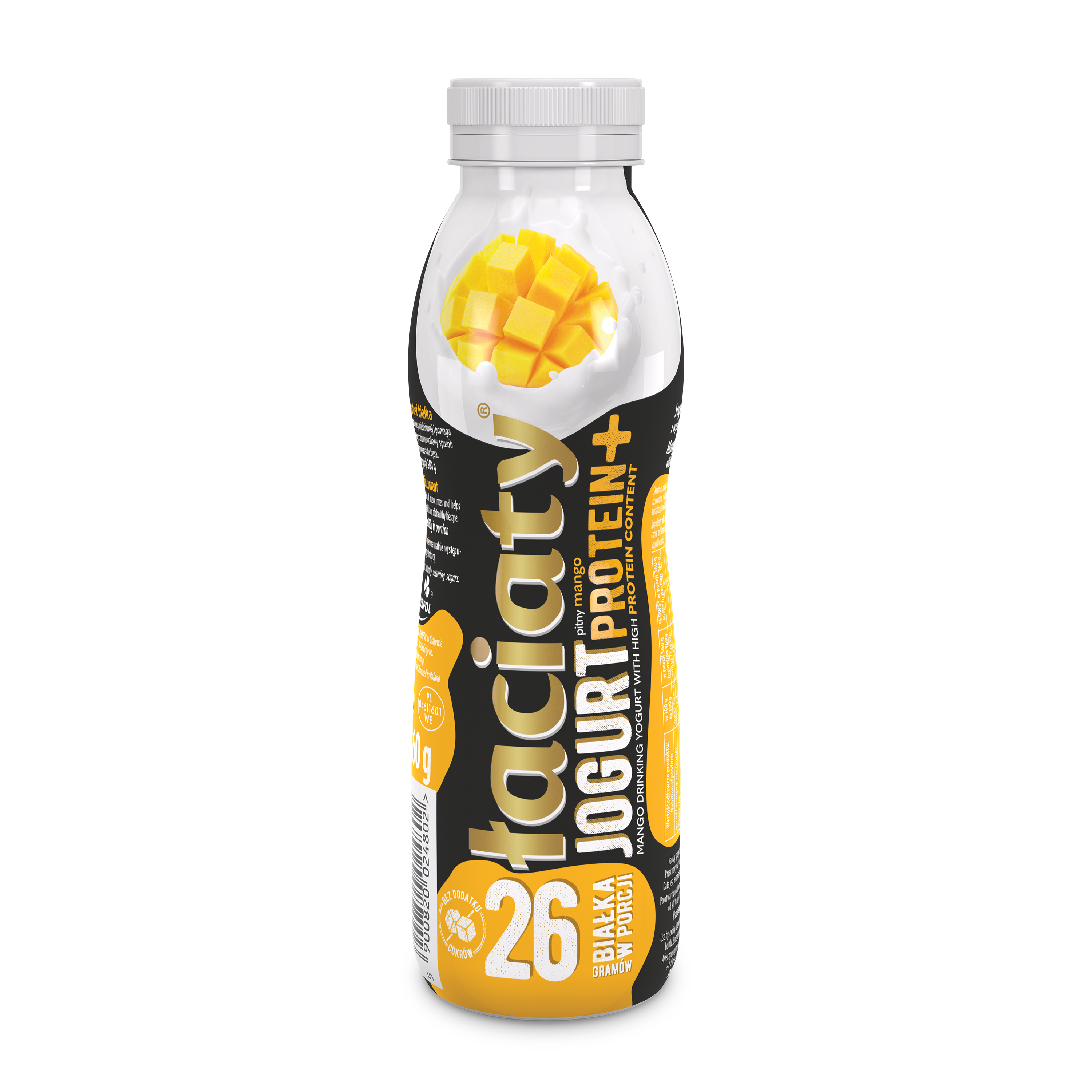 Jogurt Łaciaty Pitny Mango Protein Plus Butelka Pet 360G Sm Mlekpol
