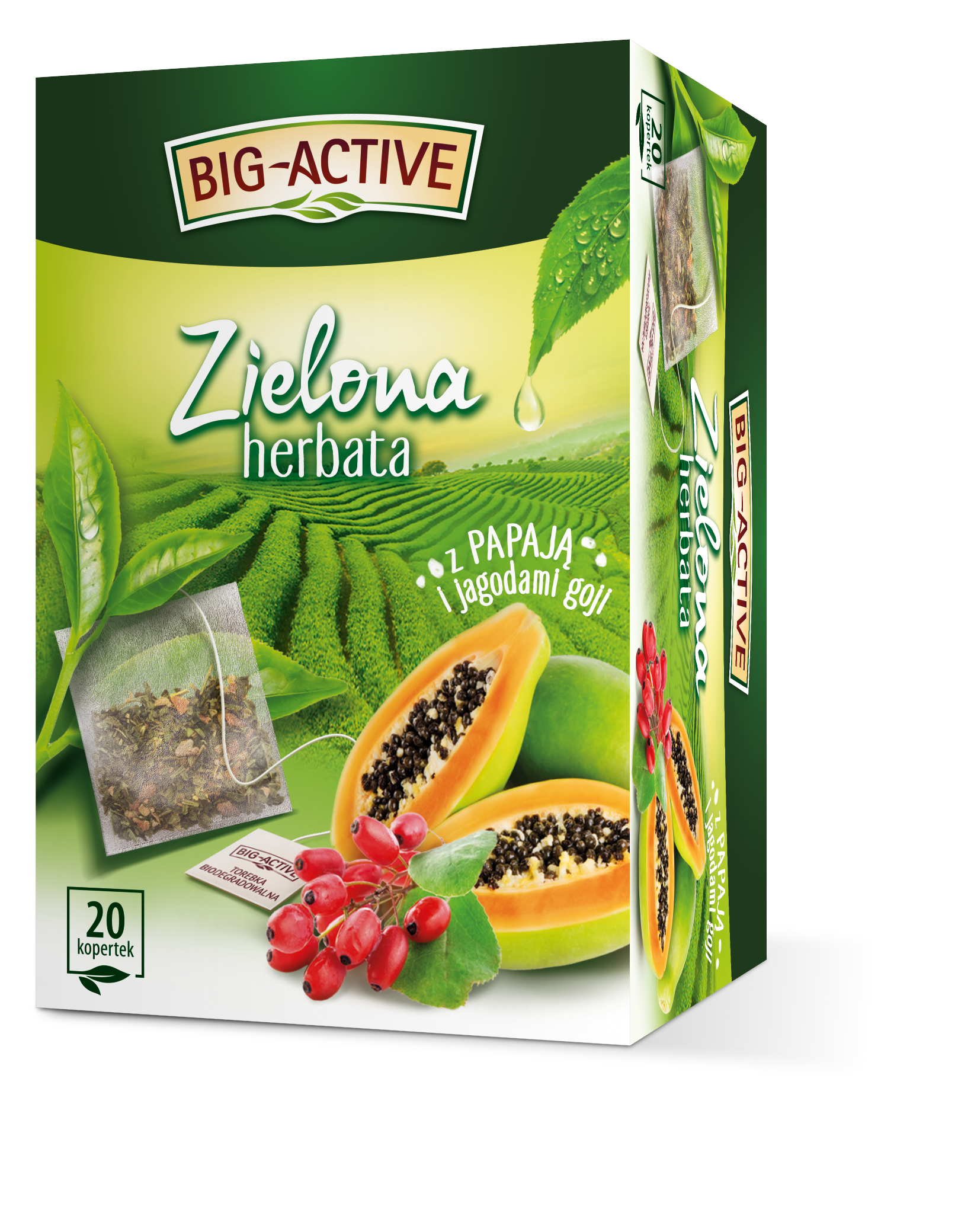 Big-Active - Herbata Zielona Z Papają I Jagodami Goji (20Tb X 1,7G)