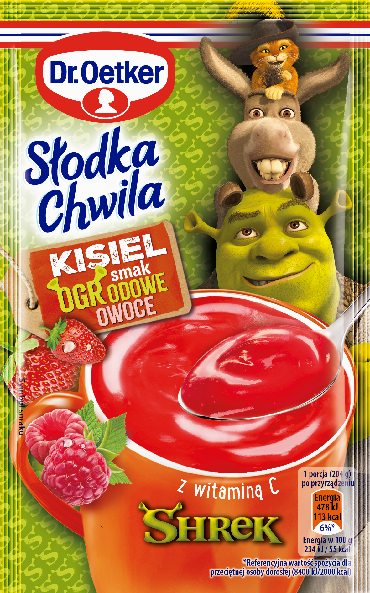 Dr. Oetker Słodka Chwila Shrek Kisiel Ogrodowe Owoce 29 G