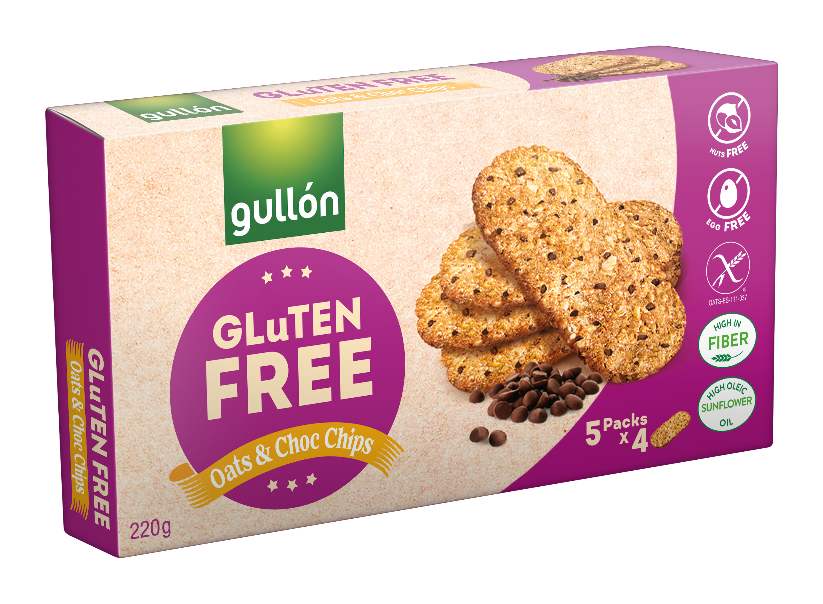Gullón Bezglutenowe Ciasteczka Z Kawałkami Czekolady 220 G