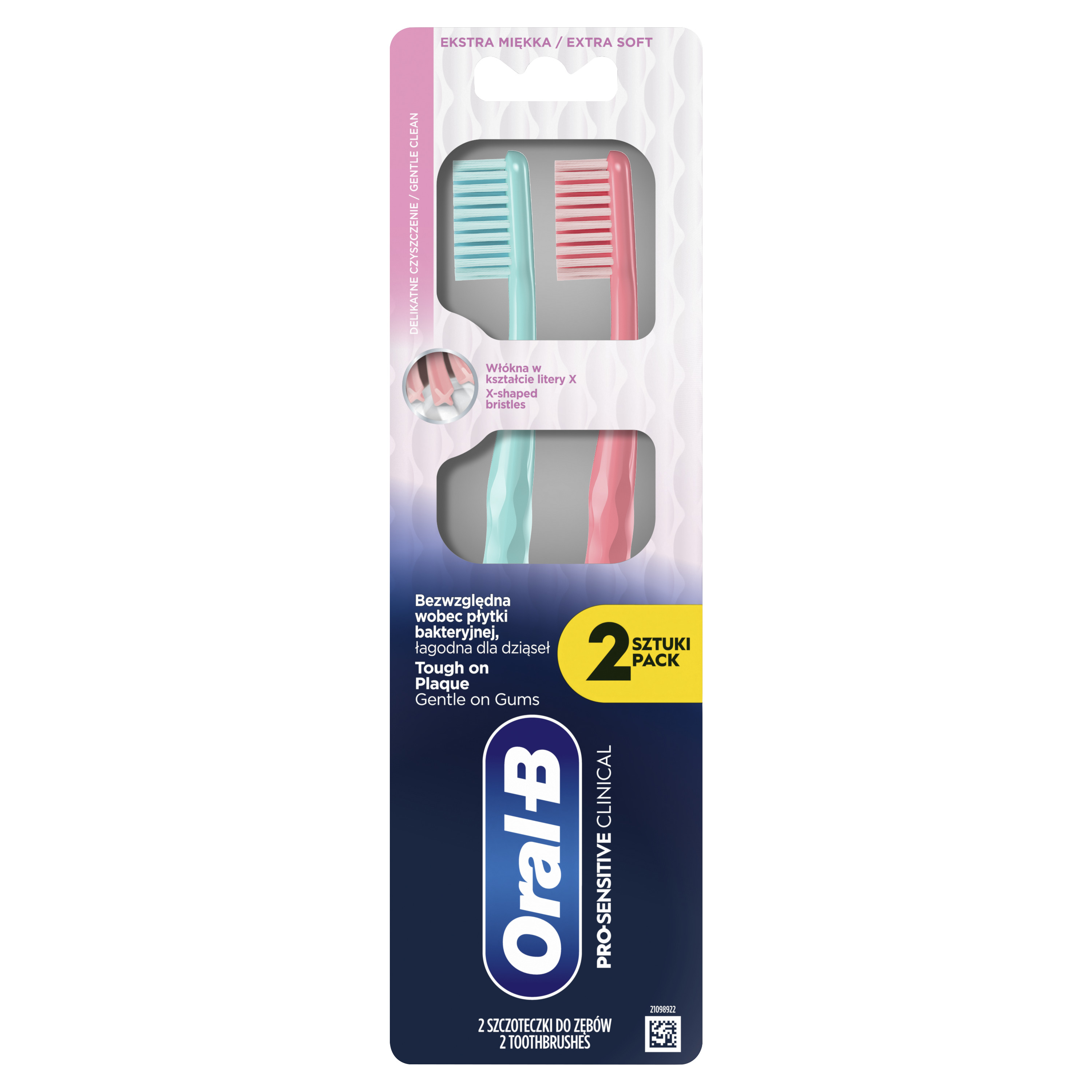 Oral-B Pro-Sensi Clinical Szczoteczka Do Zębów, Delikatne Czyszczenie, 2 Sztuki