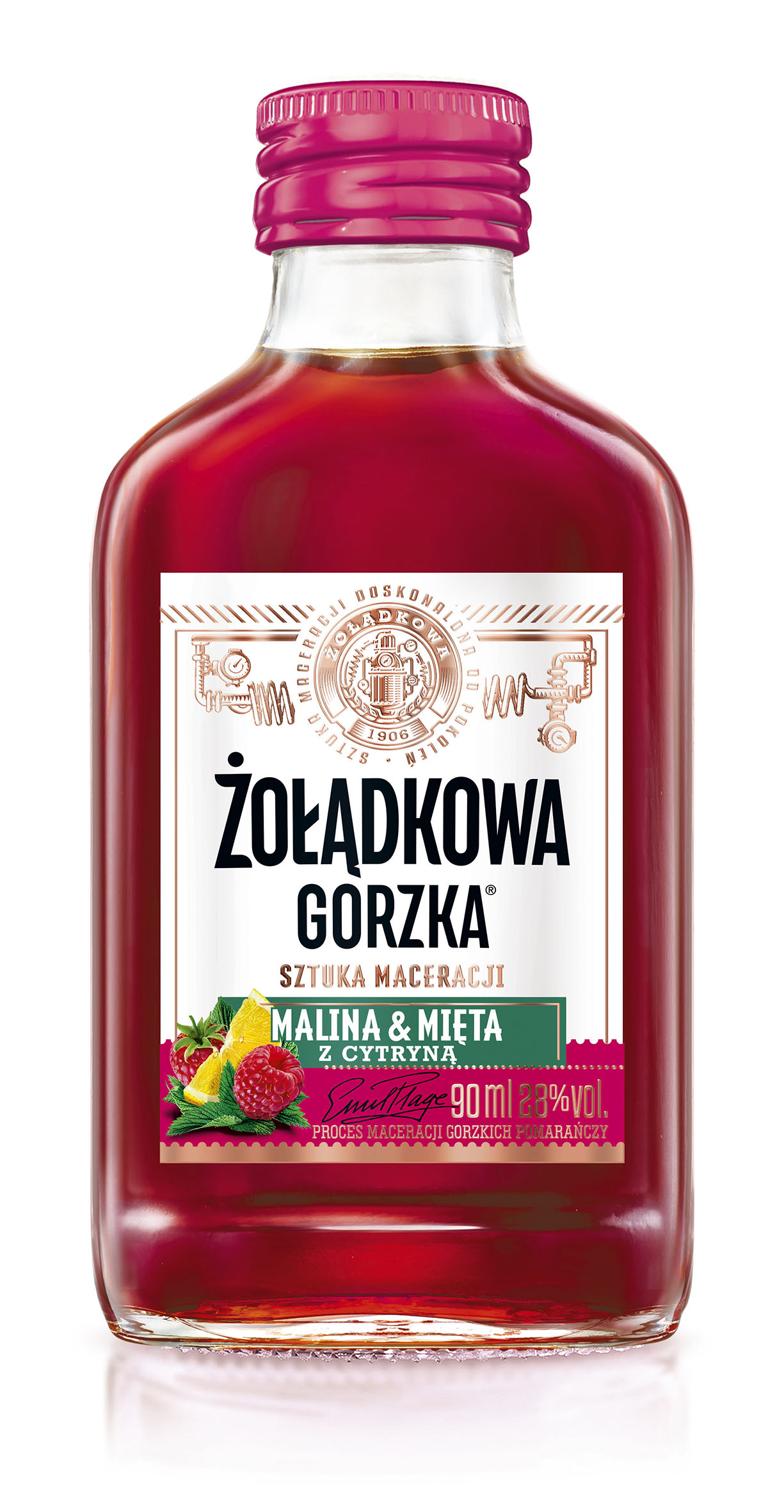Żołądkowa Gorzka Malina & Mięta Z Cytryną 90Ml 28%