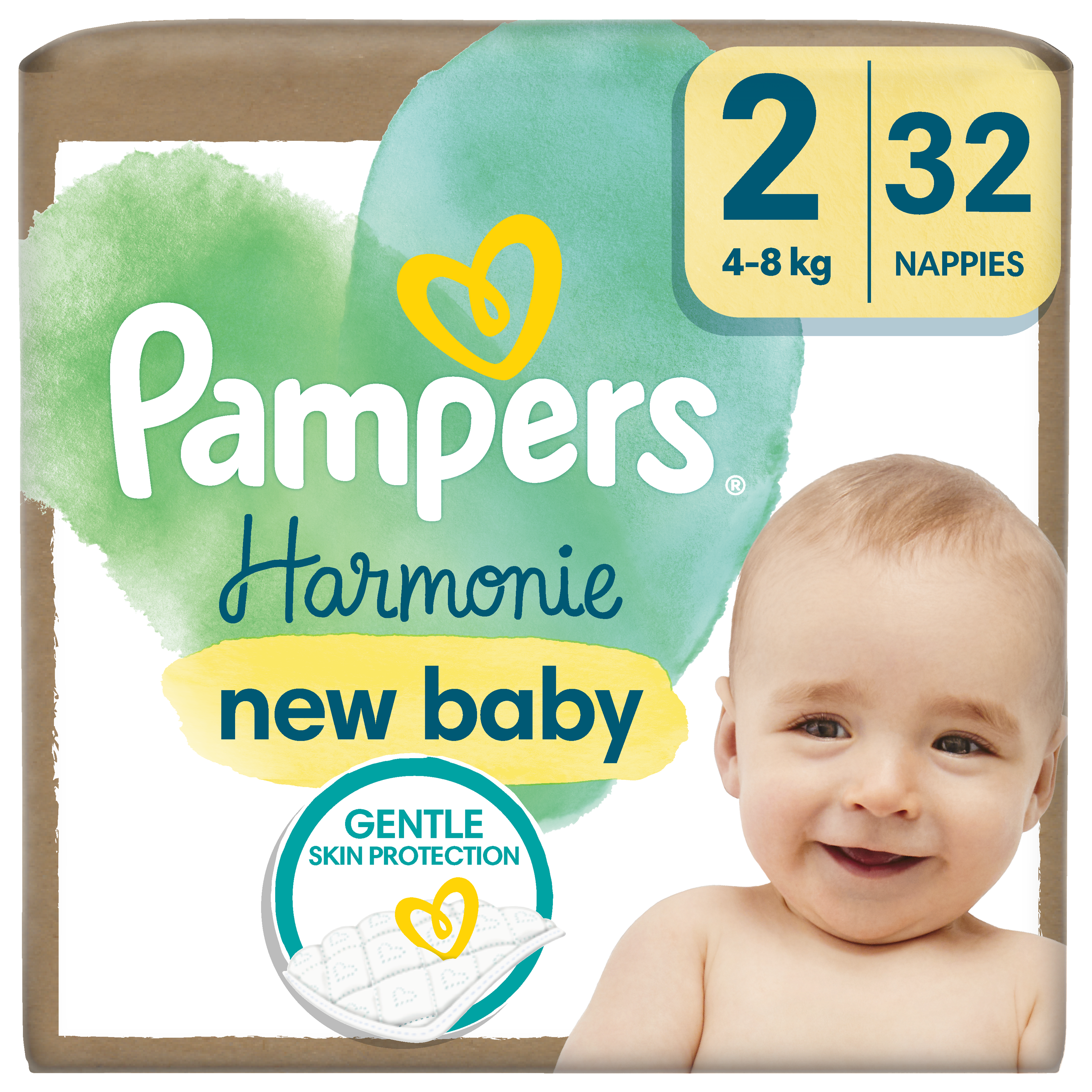Pampers Harmonie Baby Pieluszki, Rozmiar 2, 32 Sztuki, 4Kg-8Kg