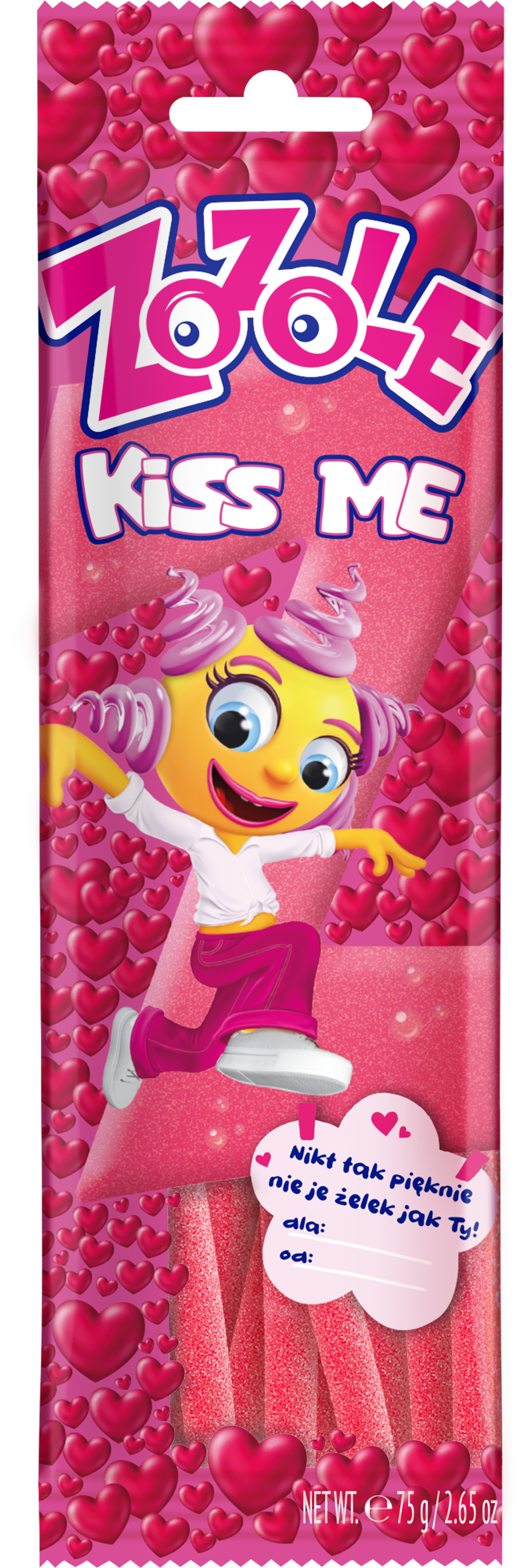 Żelki Zozole Sour Strawberry Walentynka 75G Mieszko