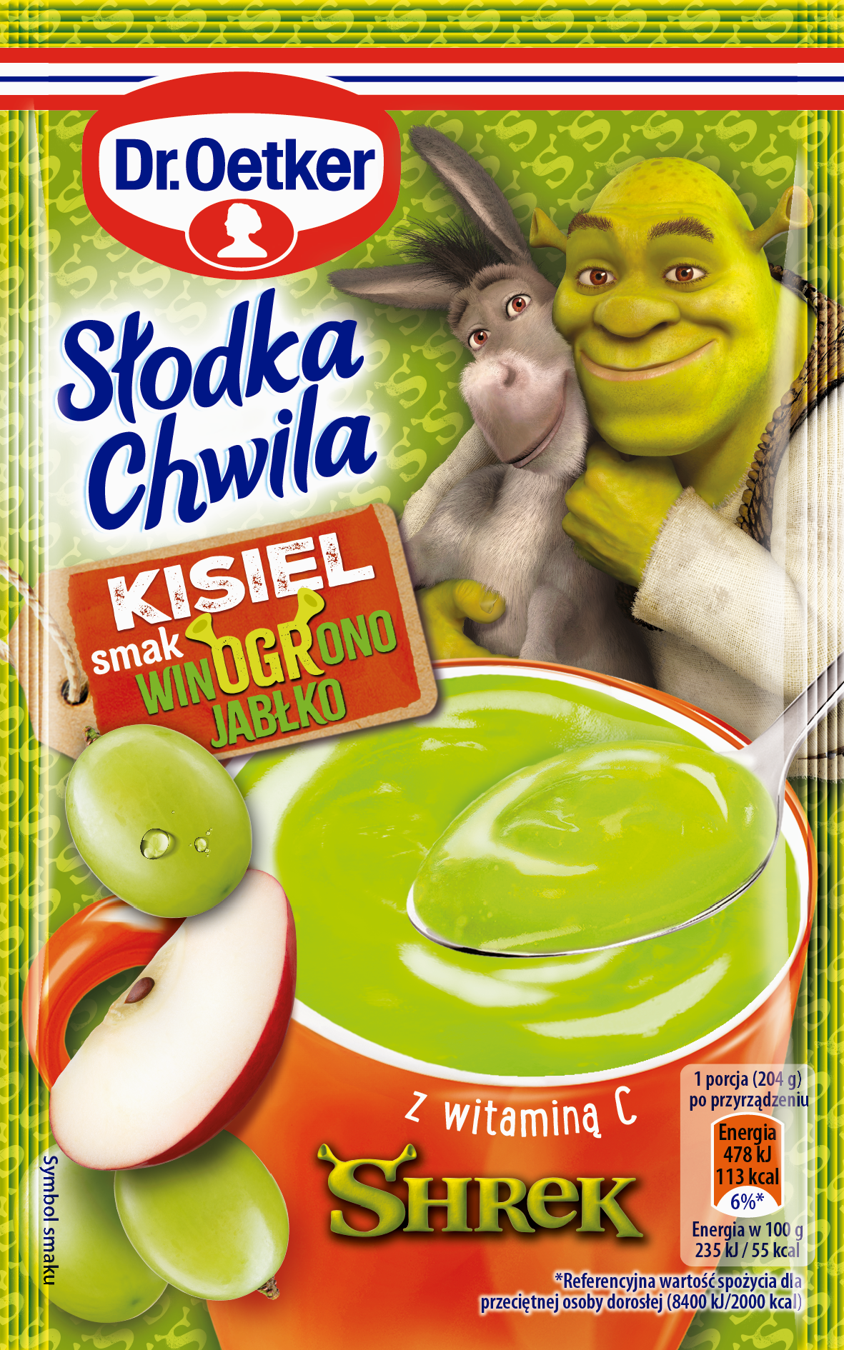 Dr. Oetker Słodka Chwila Shrek Kisiel Winogrono Jabłko 29 G