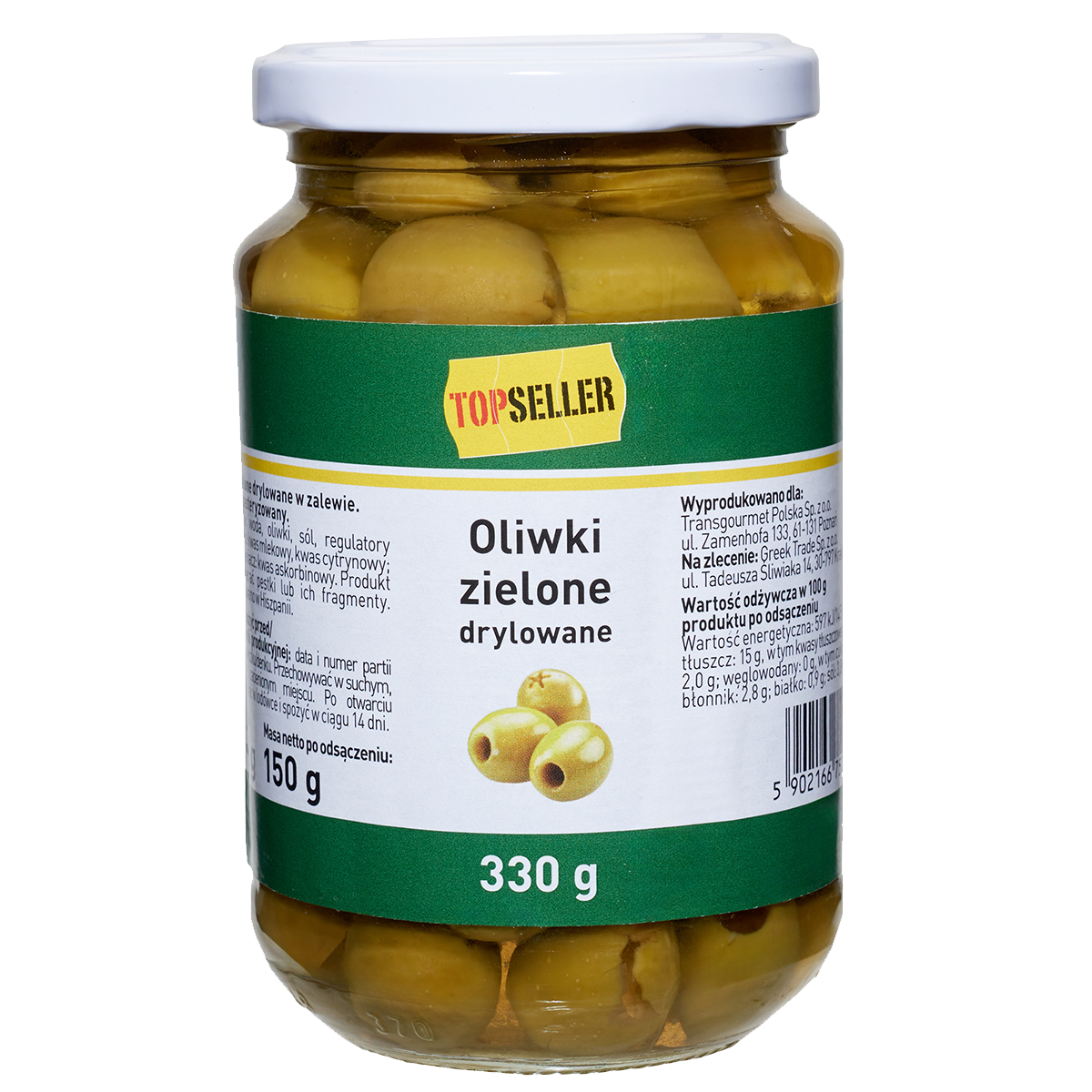 Topseller Oliwki Zielone Drylowane 330G