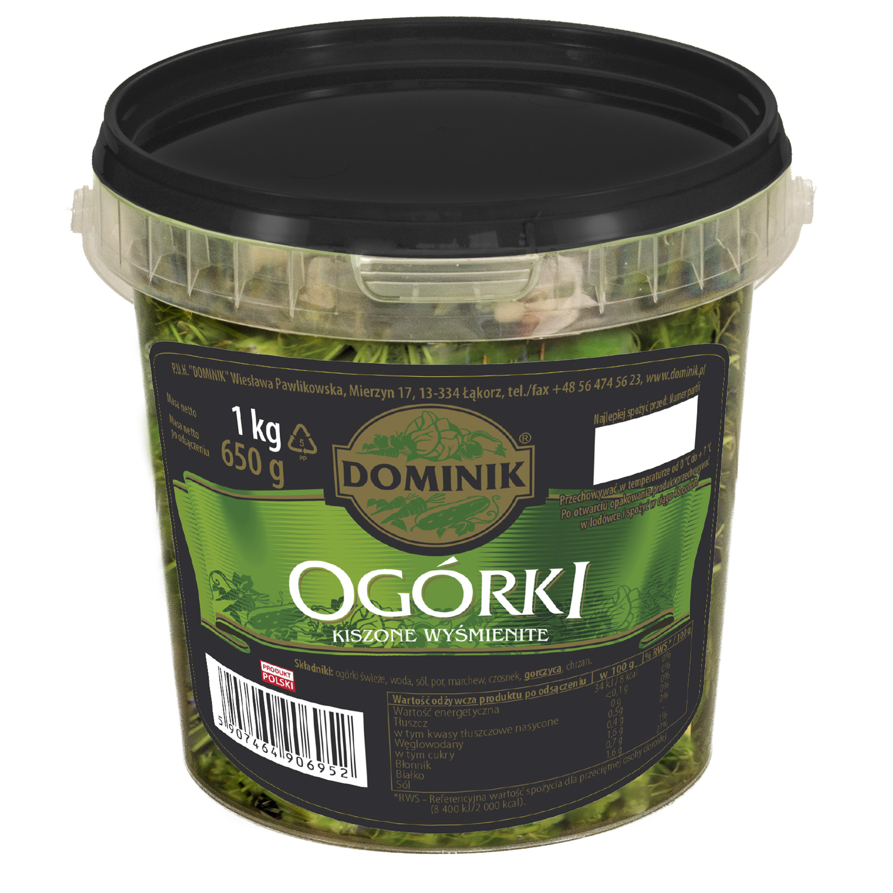 Ogórki Kiszone Wyśmienite Polska 1Kg Dominik