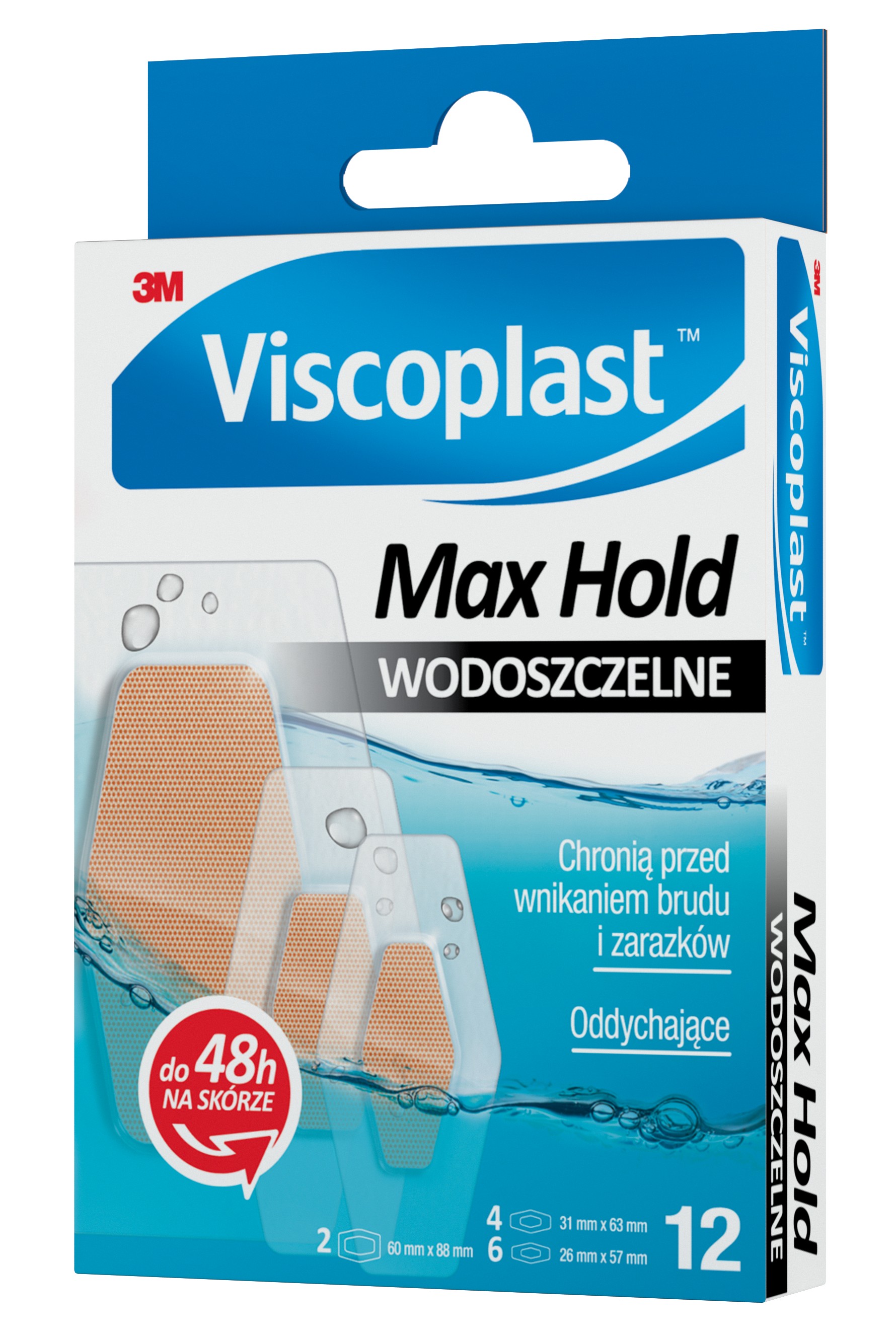 Viscoplast™ Max Hold, Plastry Wodoszczelne, Zestaw Plastrów, 3 Rozmiary, Pudełko/12 Szt.