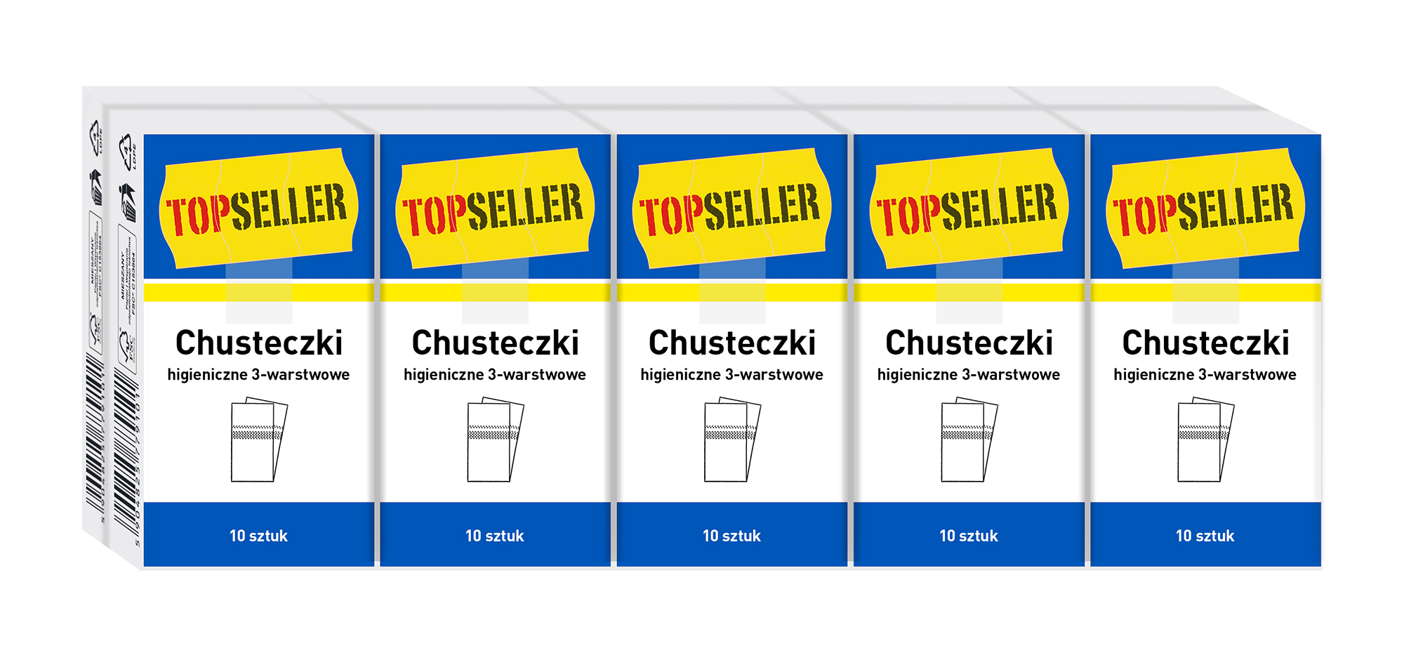 Topseller Chusteczki Higieniczne 3-Warstwowe 10X10 Szt.