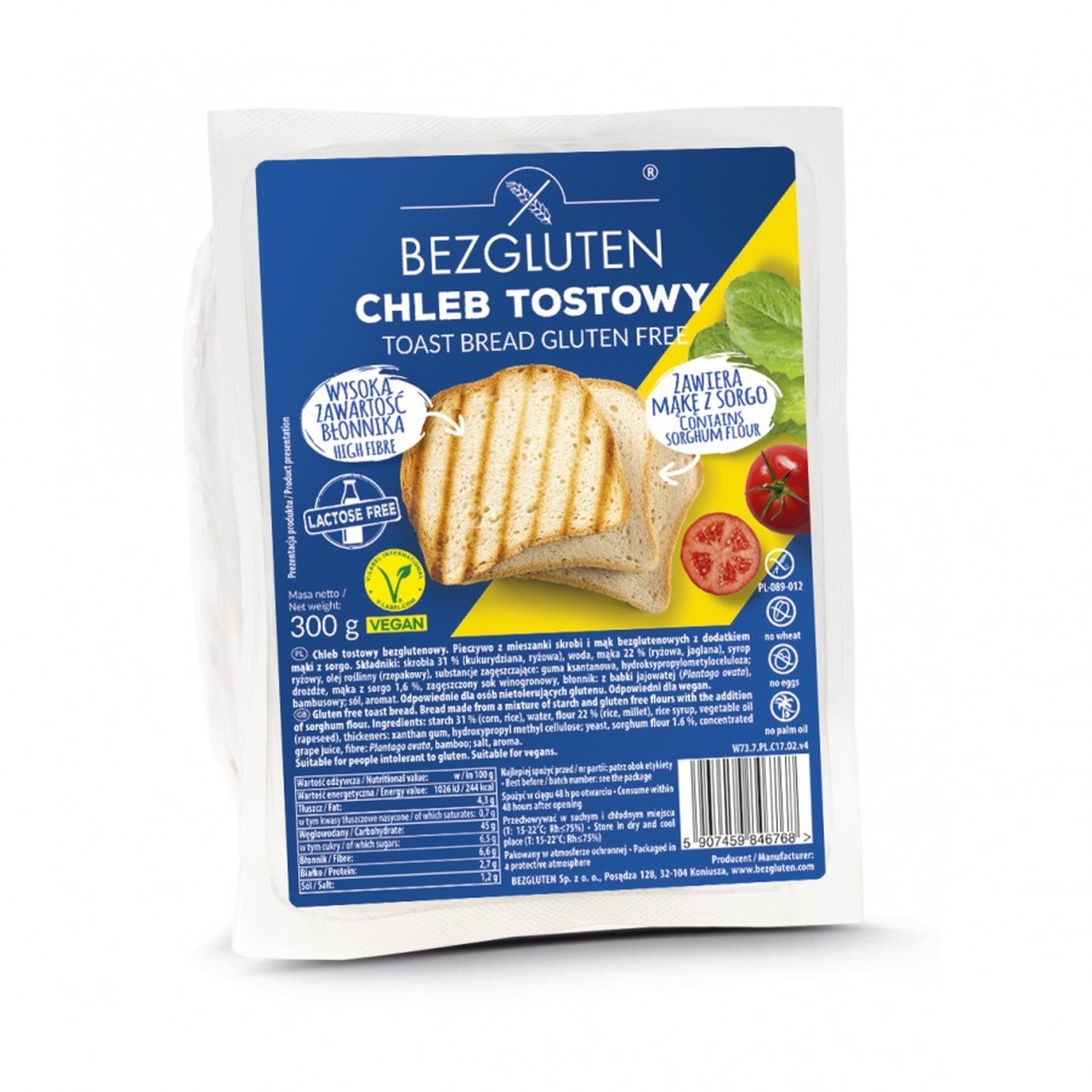 Chleb Tostowy Bezglutenowy 300G Bezgluten