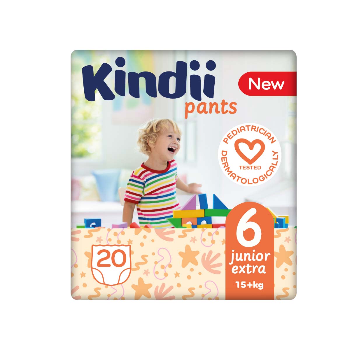 Kindii Pieluchomajtki Junior Extra Rozmiar 6 (15+ Kg) 20 Szt.
