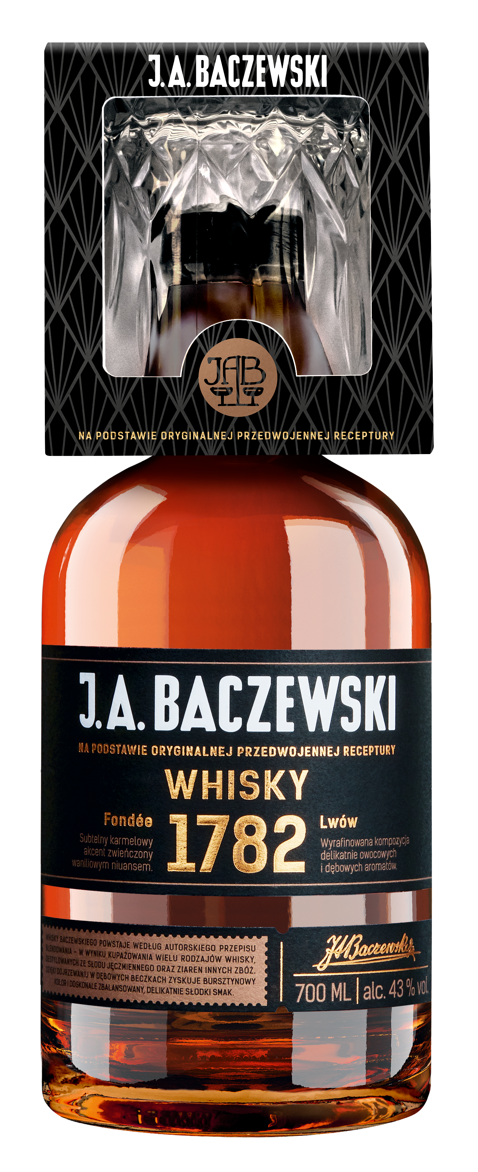J.A. Baczewski Whisky Ze Szklanką 43% 700Ml