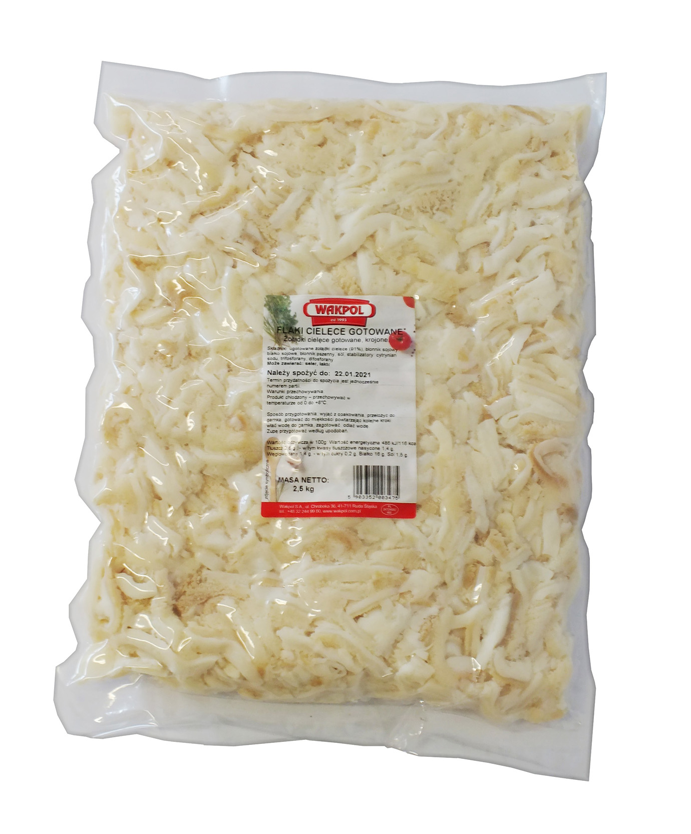 Flaki Cielęce Gotowane 2,5 Kg Wakpol