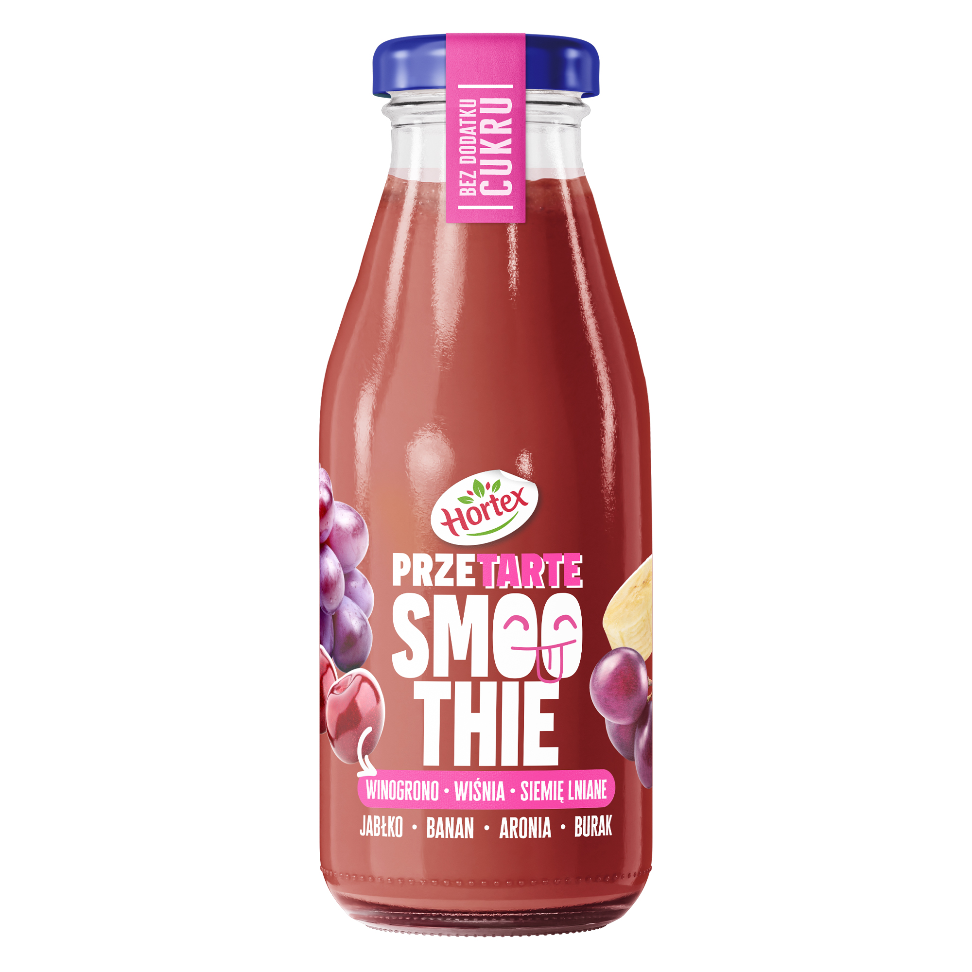 Hortex Przetarte Smoothie Jabłko, Banan, Czerwone Winogrona, Wiśnia, Aronia, Burak Z Dodatkiem Rozdrobnionego Siemienia Lnianego 250Ml