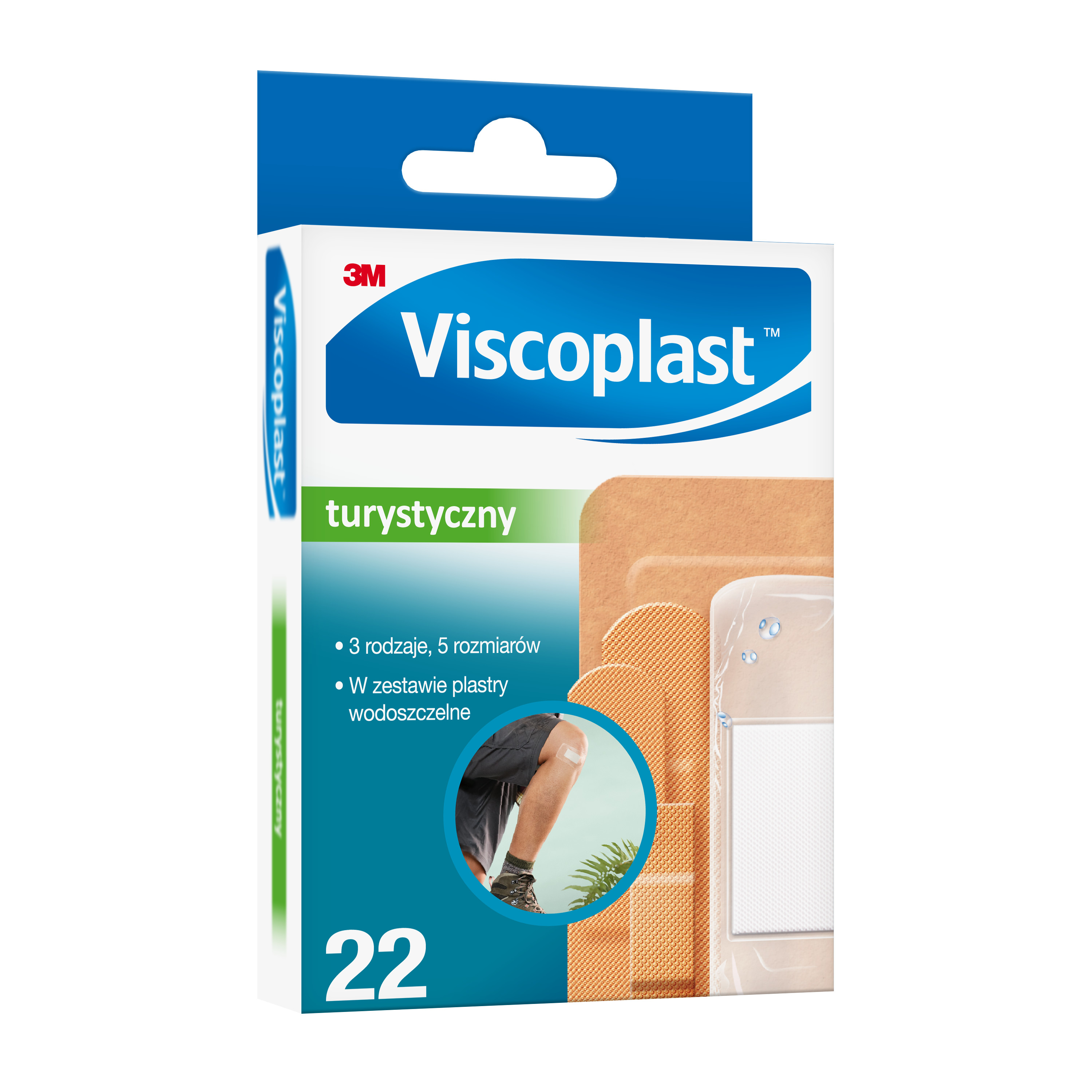 Viscoplast™ Turystyczny, Zestaw Plastrów, 3 Rodzaje, 5 Rozmiarów, Pudełko/22 Szt.