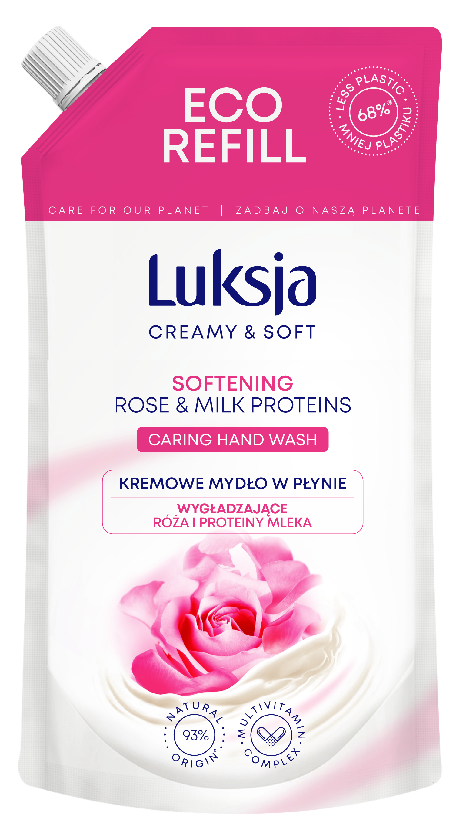 Luksja Creamy & Soft Kremowe Mydło W Płynie Róża I Proteiny Mleka 400 Ml Opakowanie Uzupełniające