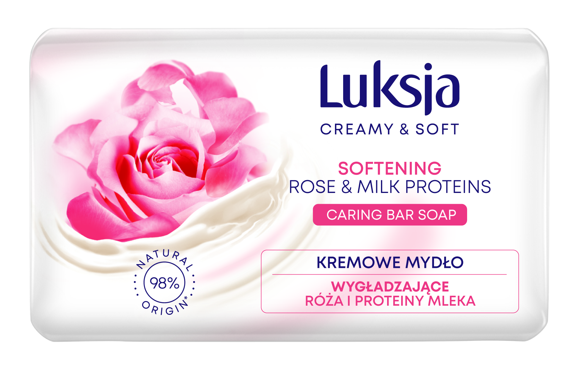 Luksja Creamy & Soft Kremowe Mydło W Kostce Róża I Proteiny Mleka 90 G