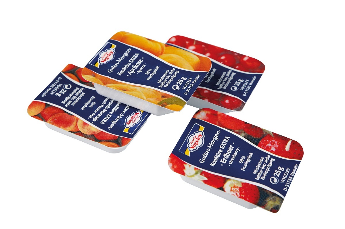 Dżem Porcjowany Hugli Mix Wielosmakowy (Brzoskwinia-Maracuja, Morela, Truskawka, Wiśnia 25 G) 2,5 Kg