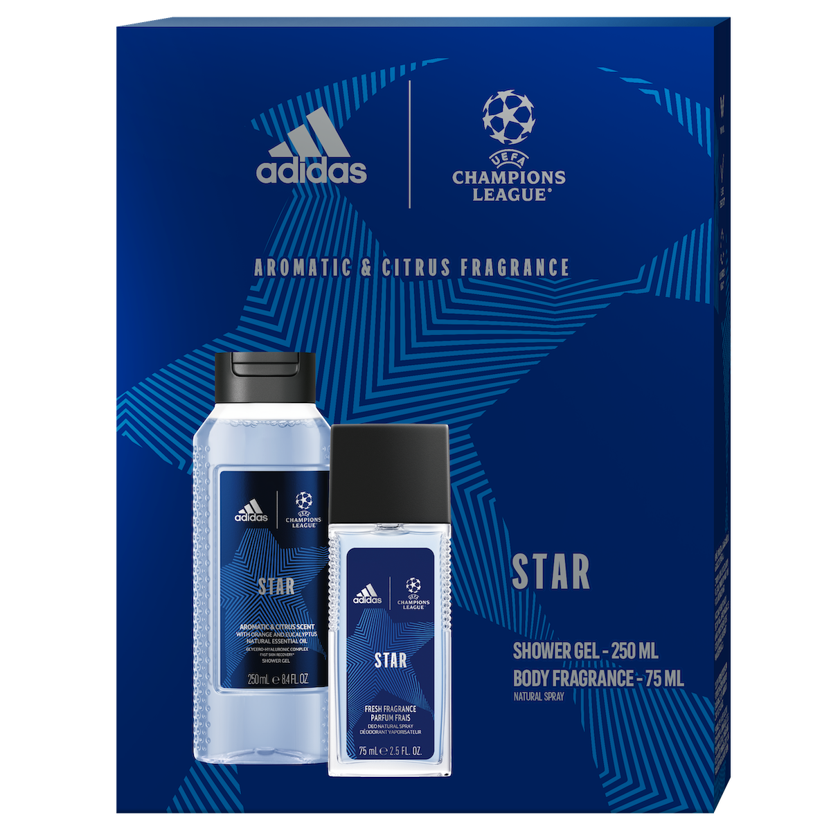 Adidas Uefa Star Edition Zestaw Dla Mężczyzn (Żel Pod Prysznic, 250 Ml + Dezodorant Do Ciała, 75 Ml)