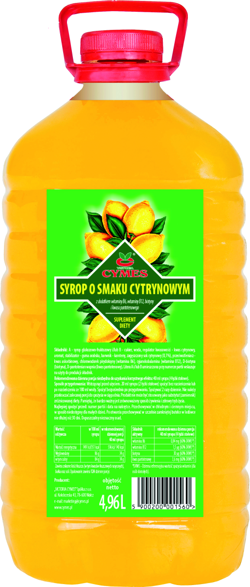 Syrop O Smaku Cytrynowym Victoria Cymes 4,96 L