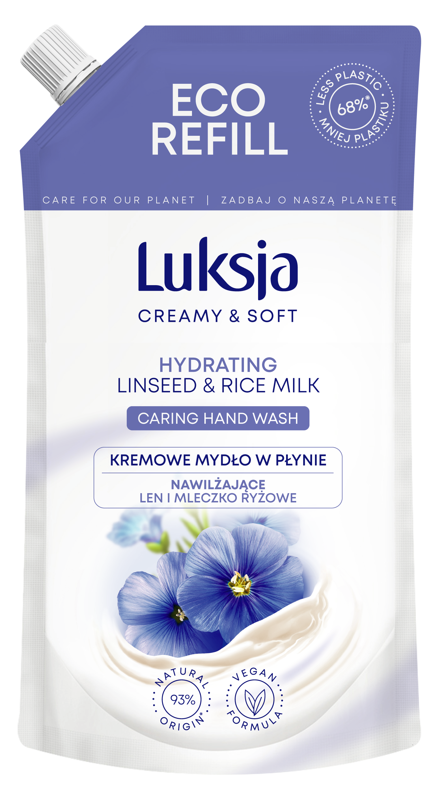 Luksja Creamy & Soft Kremowe Mydło W Płynie Len I Mleczko Ryżowe 400 Ml Opakowanie Uzupełniające