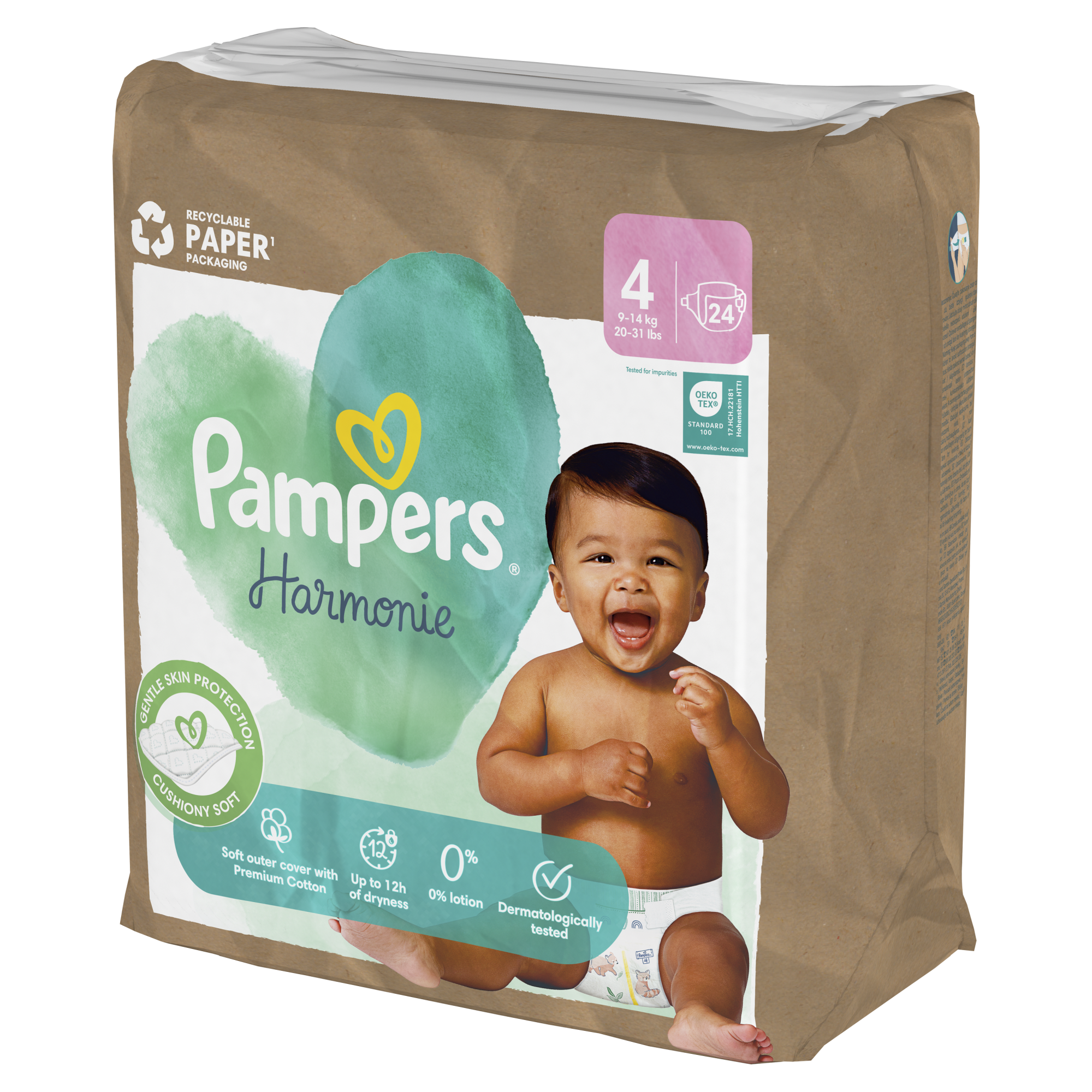 Pampers Harmonie Baby Pieluszki, Rozmiar 4, 24 Sztuki, 9Kg-14Kg