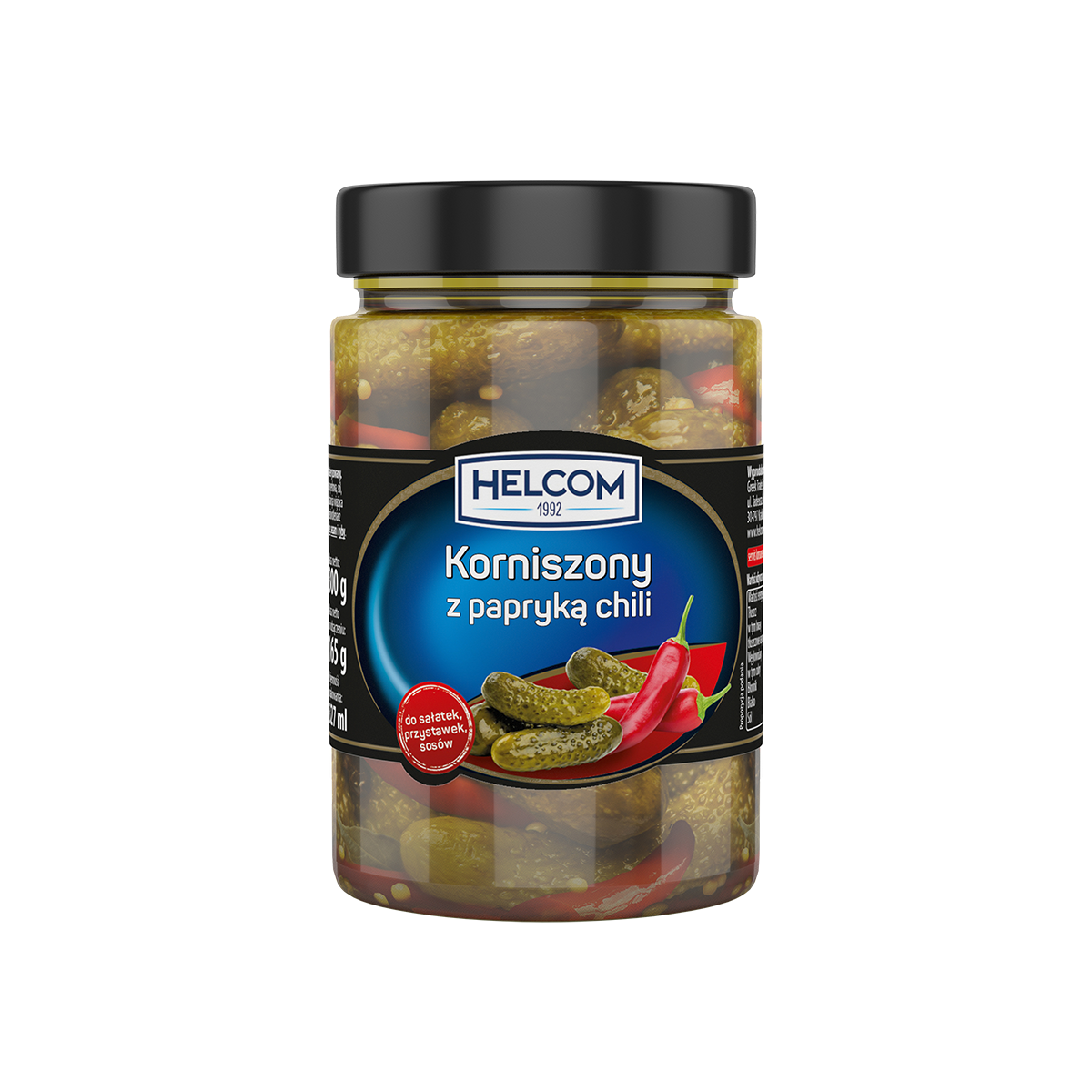 Ogórki Korniszony Z Papryką Chili 327Ml Helcom