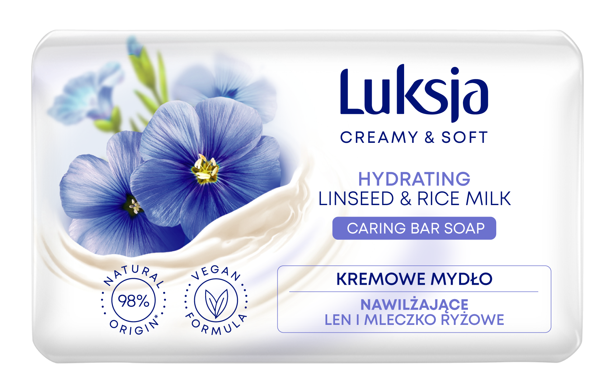 Luksja Creamy & Soft Kremowe Mydło W Kostce Len I Mleczko Ryżowe 90 G