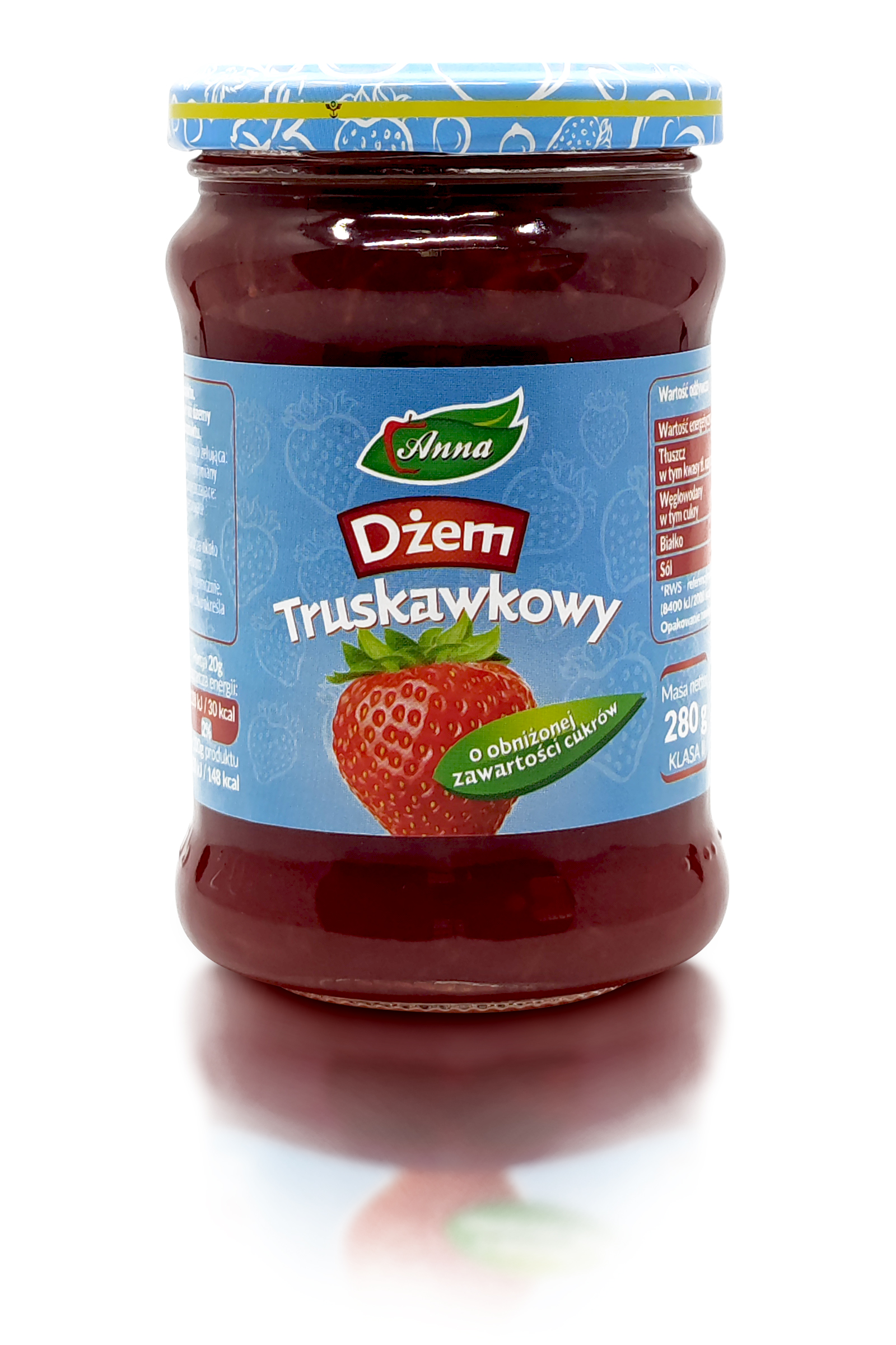 Dżem Truskawkowy O Obniżonej Zawartości Cukrów 280G, Anna