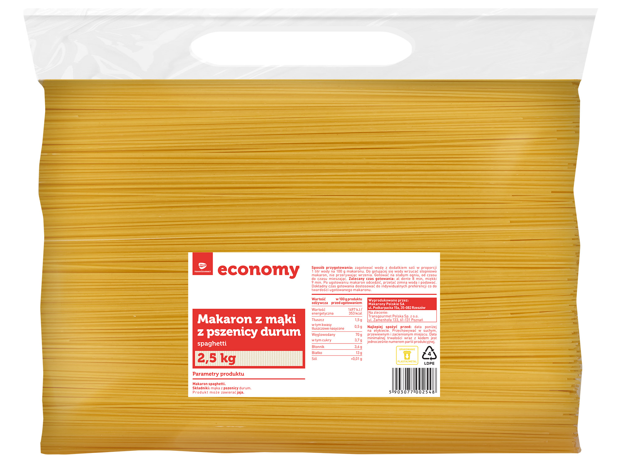 Tge Makaron Spaghetti Durum 2,5Kg