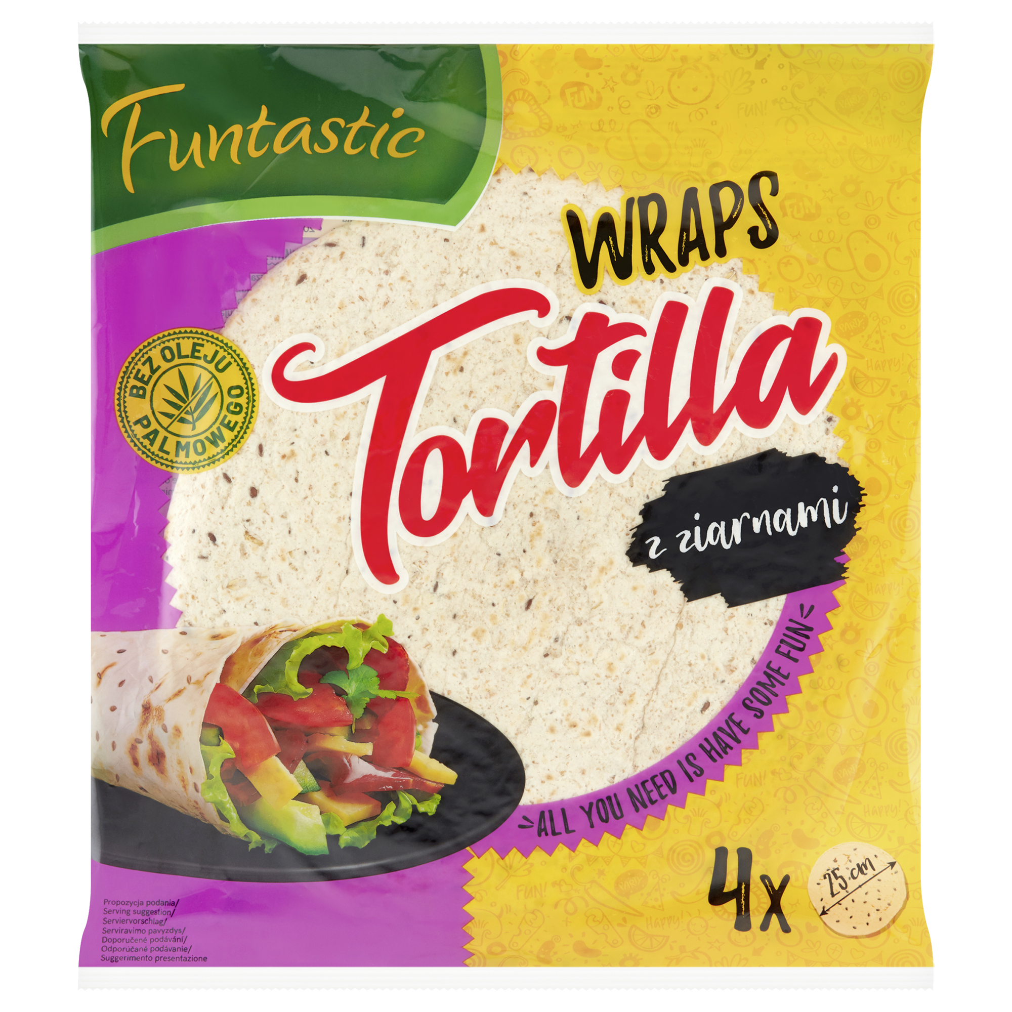 Funtastic Tortilla Z Ziarnami 4 X 25 Cm 250 G