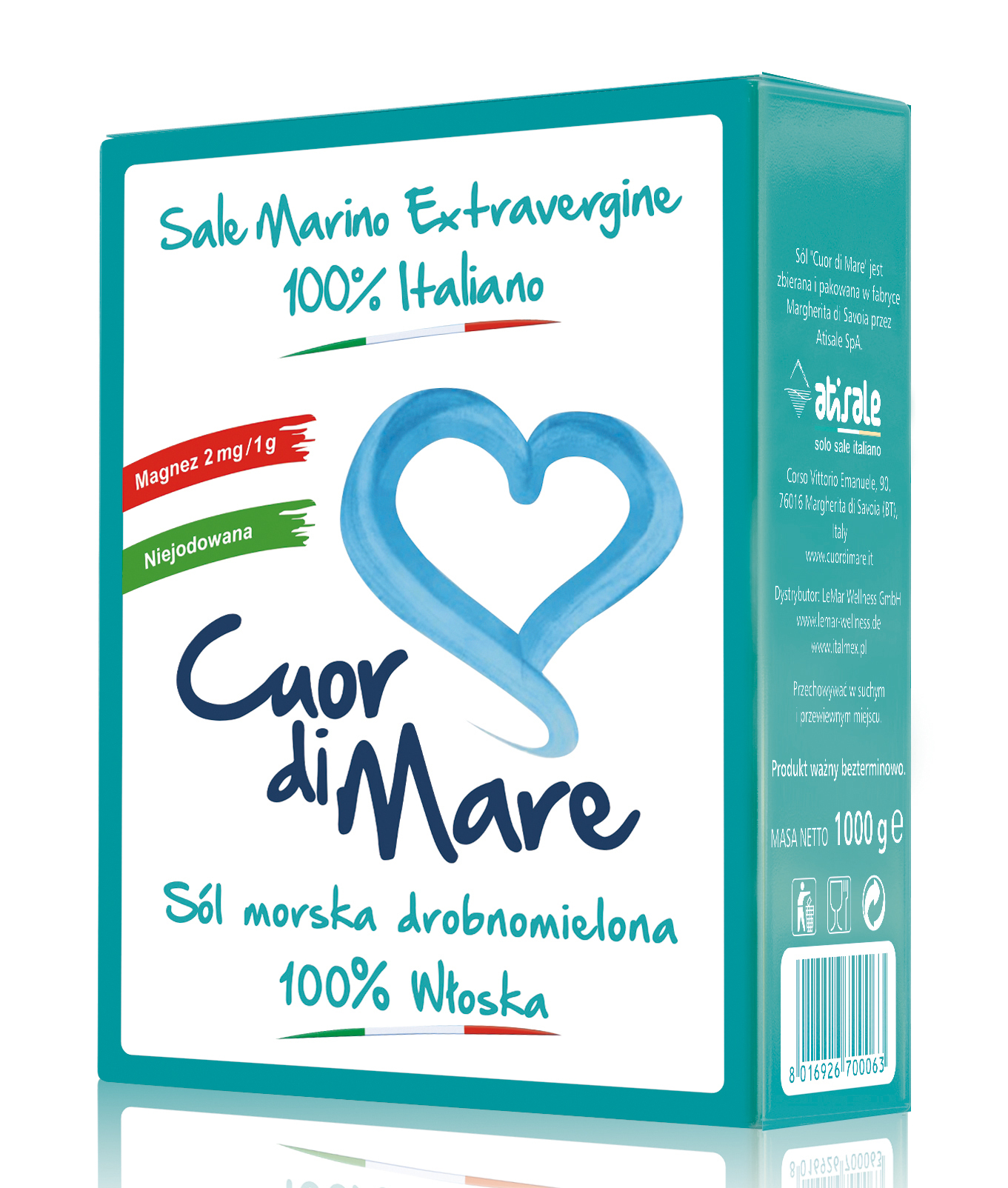 Sól Morska Cuor Di Mare Niejodowana Drobna Zielona 1Kg