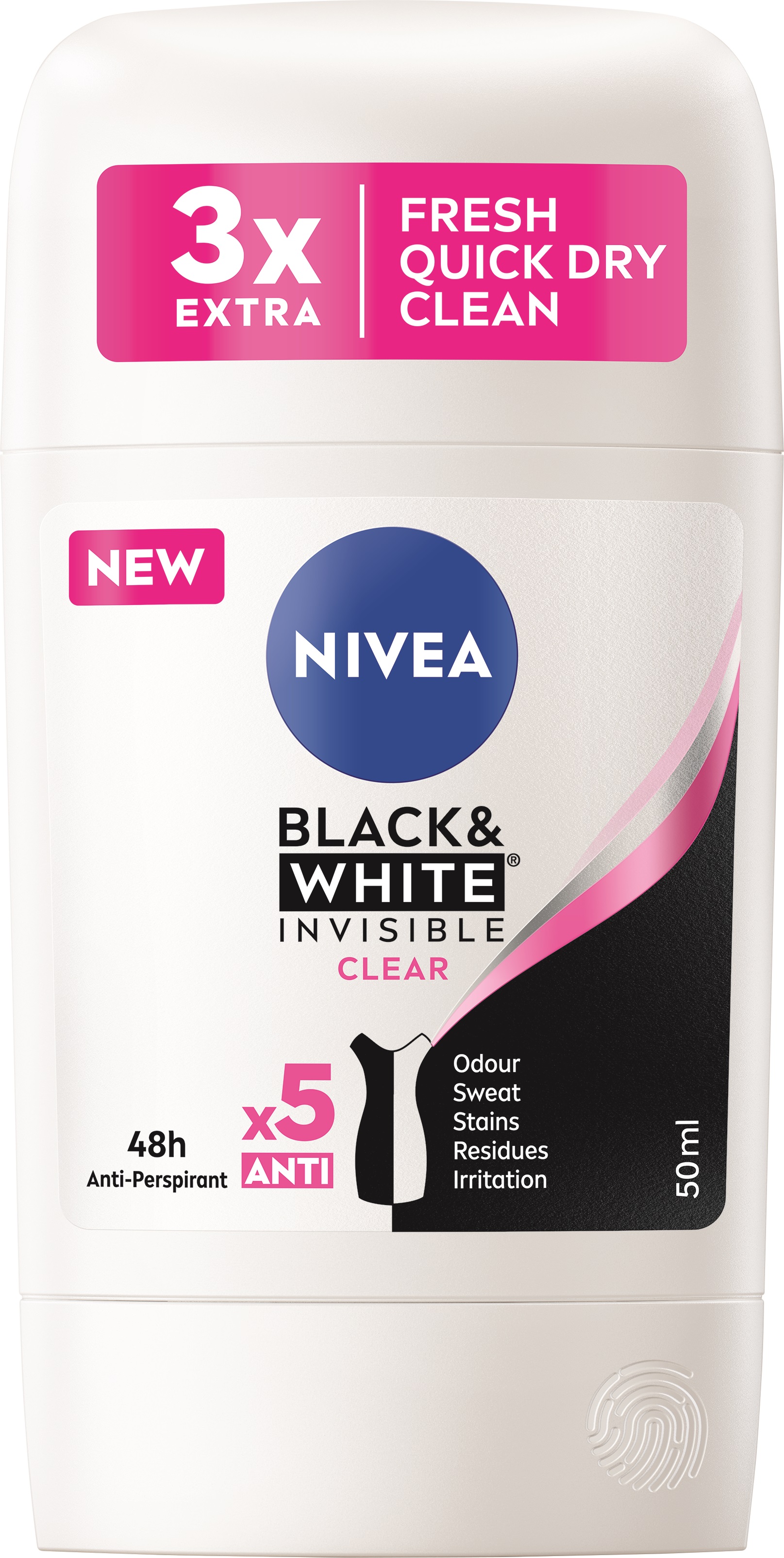 Nivea Black & White Clear Antyperspirant Stick 50 Ml