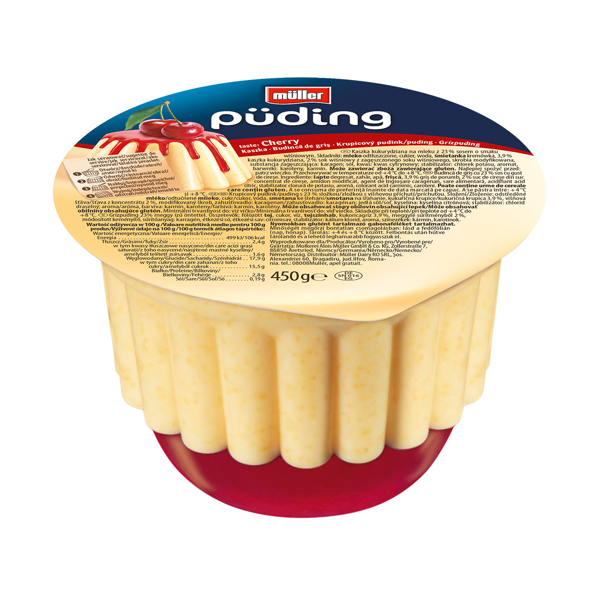 Müller Puding Kaszka Vanilla & Cherry 450G
