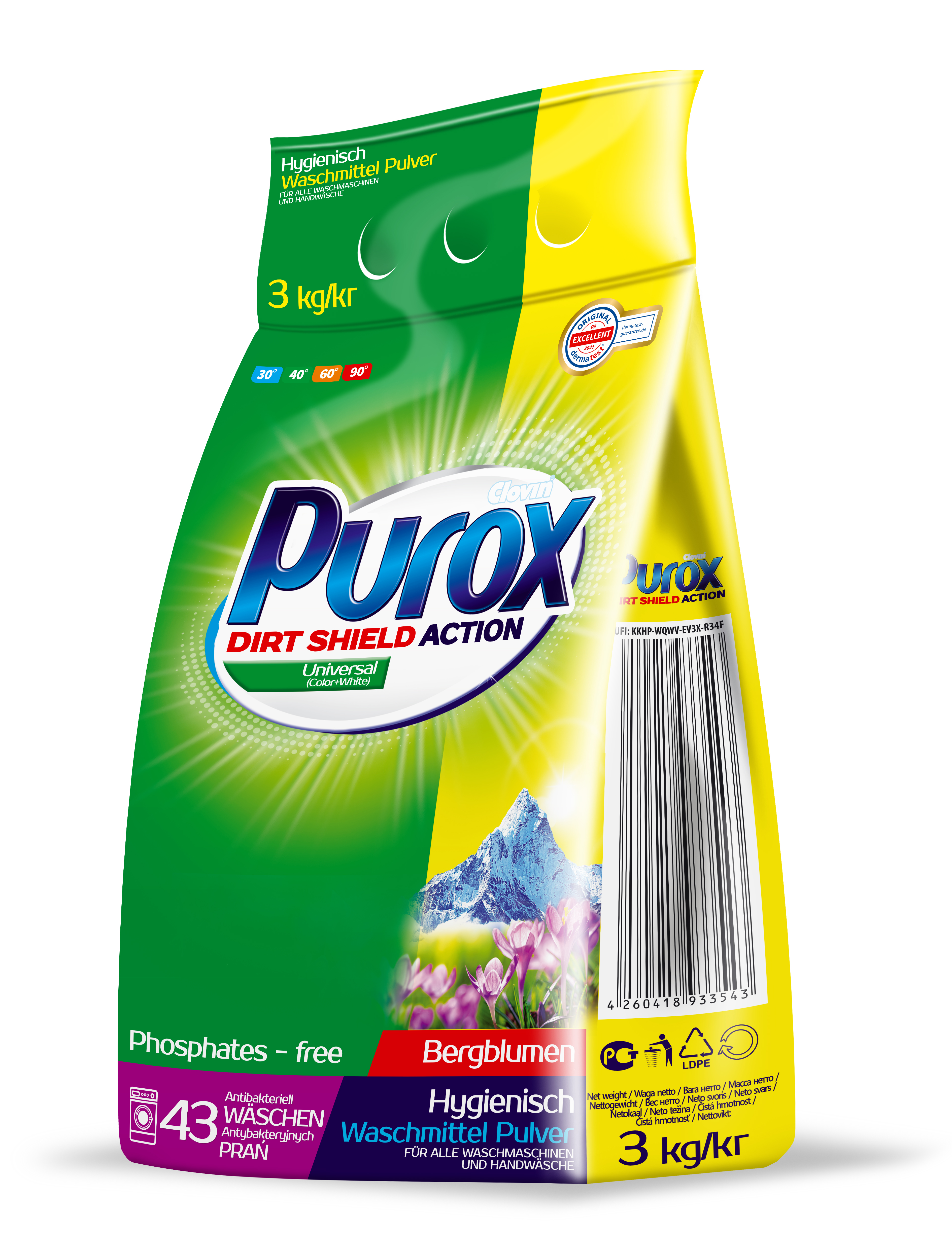 Purox Dirt Shield Action Universal Color + White 3Kg