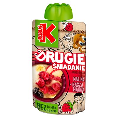 KUBUŚ Mus drugie śniadanie jabłko banan aronia malina + kasza manna 12x100ml