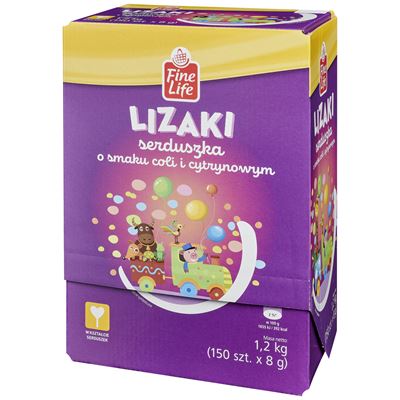 Fine Life Lizaki serduszka o smaku coli i cytrynowym (150 sztuk) 1,2kg