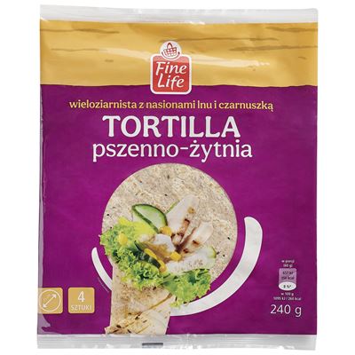 Fine Life Tortilla wieloziarnista 4 x 60 g 25 cm