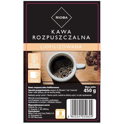 RIOBA Kawa rozpuszczalna liofilizowana 450g
