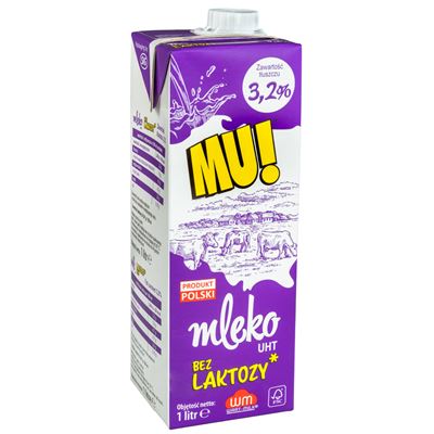 MU! Mleko UHT bez laktozy 3,2% 12 x 1 l