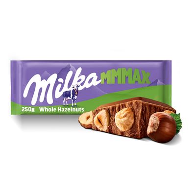 Milka Mmmax Whole Hazelnuts Czekolada mleczna z orzechami laskowymi 250 g