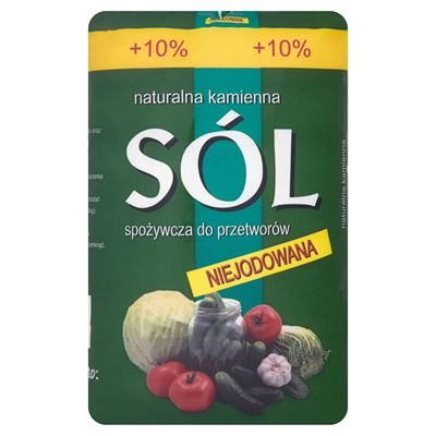 KŁODAWSKA Naturalna kamienna sól spożywcza do przetworów niejodowana 10 x 1,1 kg