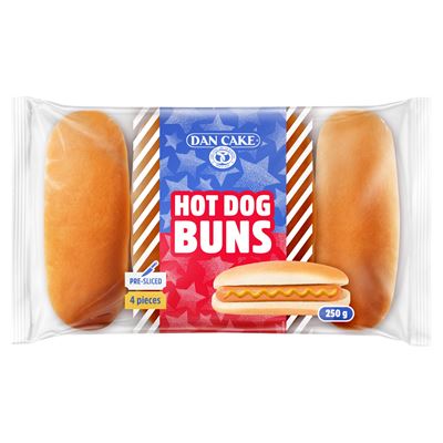 DAN CAKE Bułki pszenne do hot dogów 250 g (4 x 62,5 g)